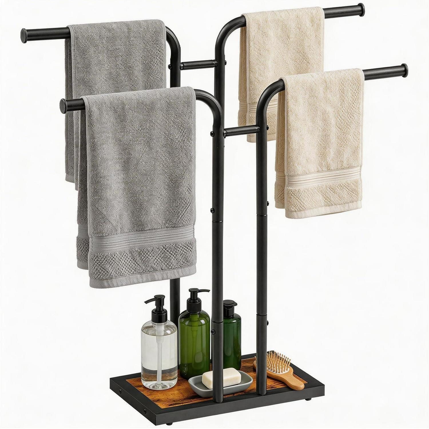 LuxusKollektion Handtuchständer T-Handtuchständer Vintagebraun/Schwarz