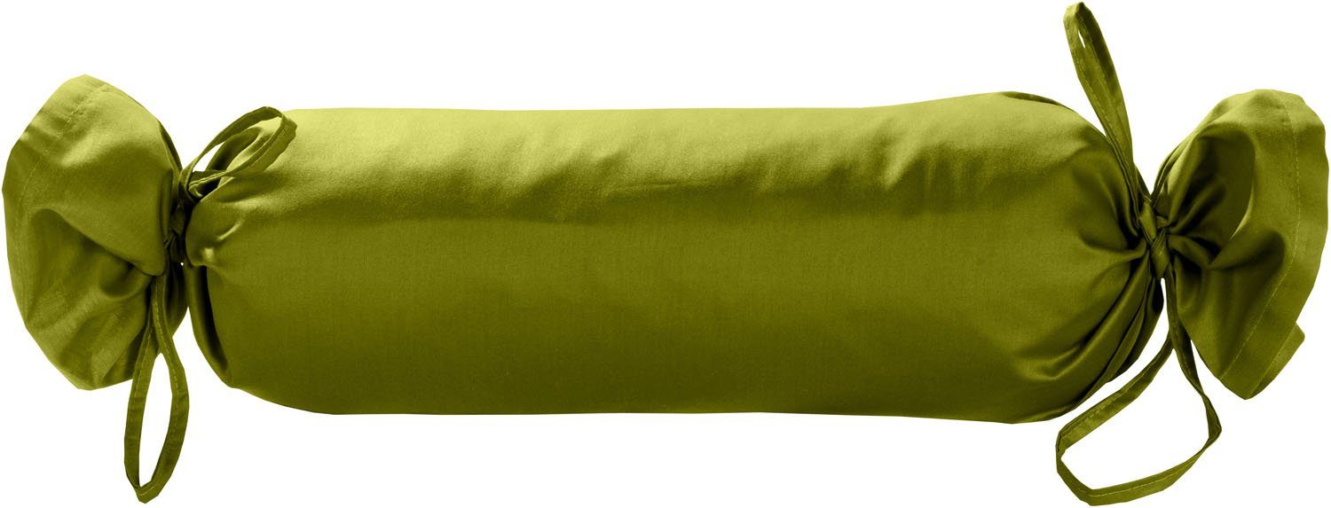 Bezug Satin Stück) Mako Nackenrollenbezug uni Nackenrollen Grün 15x40 einfarbig, (1 BETTWAESCHE-MIT-STIL