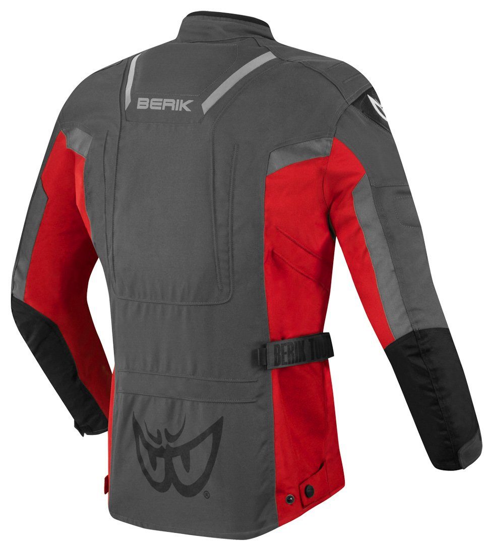 Berik Motorradjacke Textiljacke Tourer Wasserdichte Motorrad Grey/Red