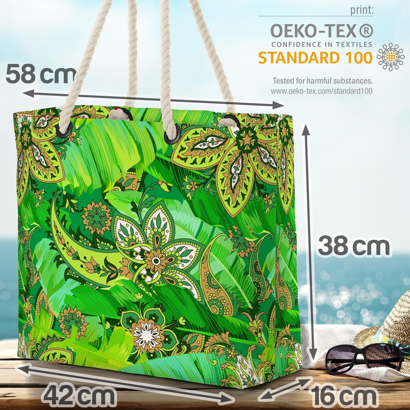 VOID Strandtasche (1-tlg), Paisley Tropenmuster Beach Bag orientalisch Paisley-Muster Orient Ornament