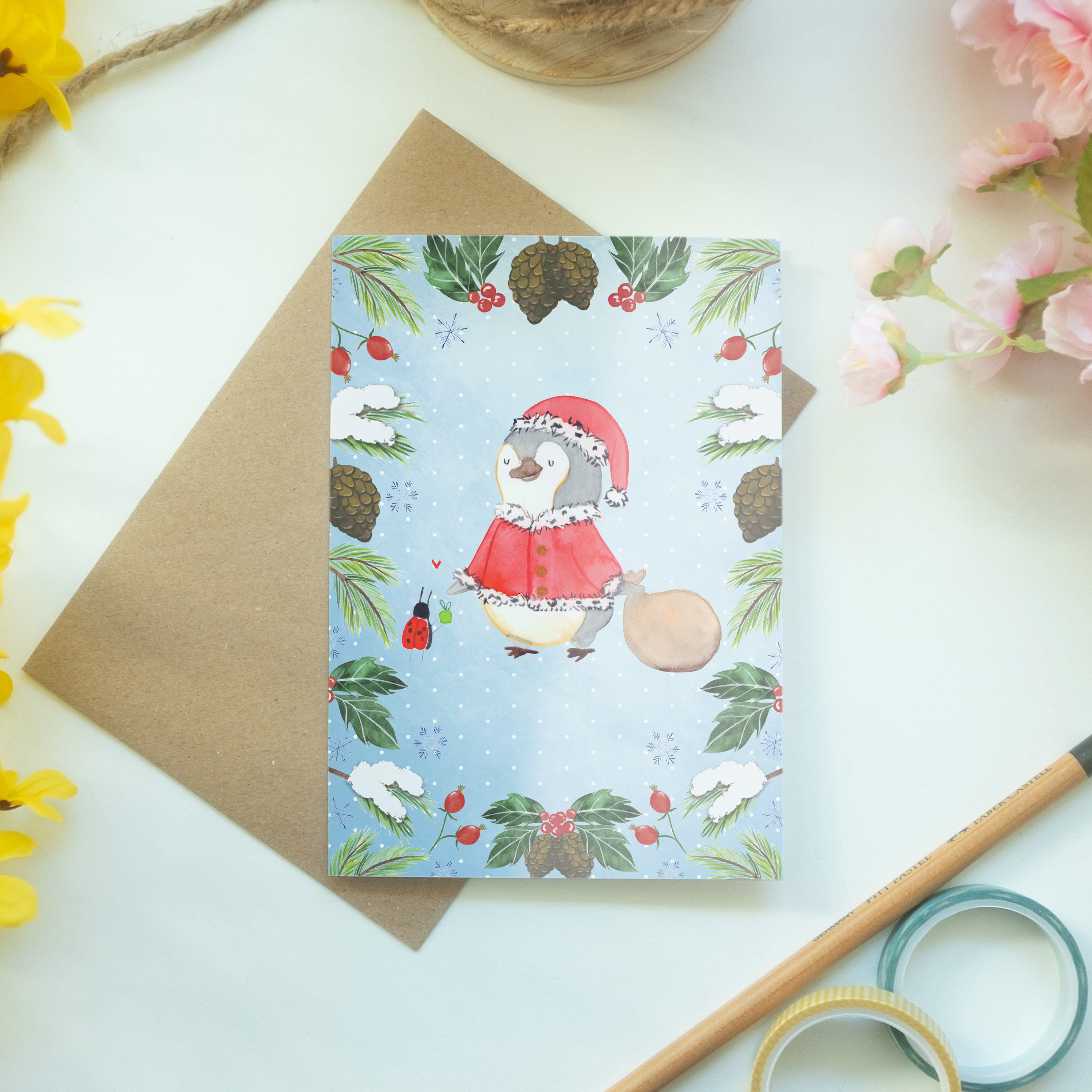 Pinguin Gebu Karte, & Weihnachtsmann Hochzeitskarte, Mr. - - Panda Grußkarte Geschenk, Mrs. Weiß