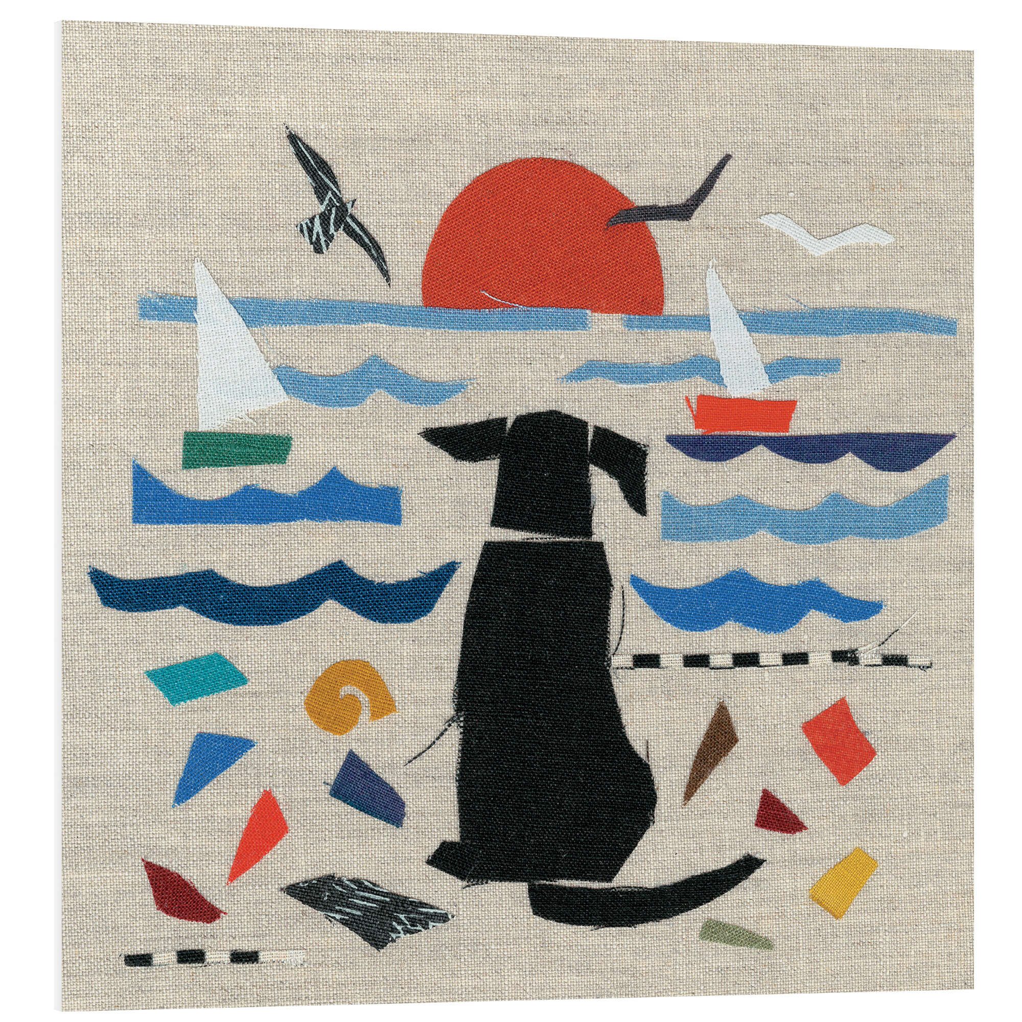 Posterlounge Forex-Bild Jenny Frean, Hund am Meer, Kinderzimmer Maritim Kindermotive
