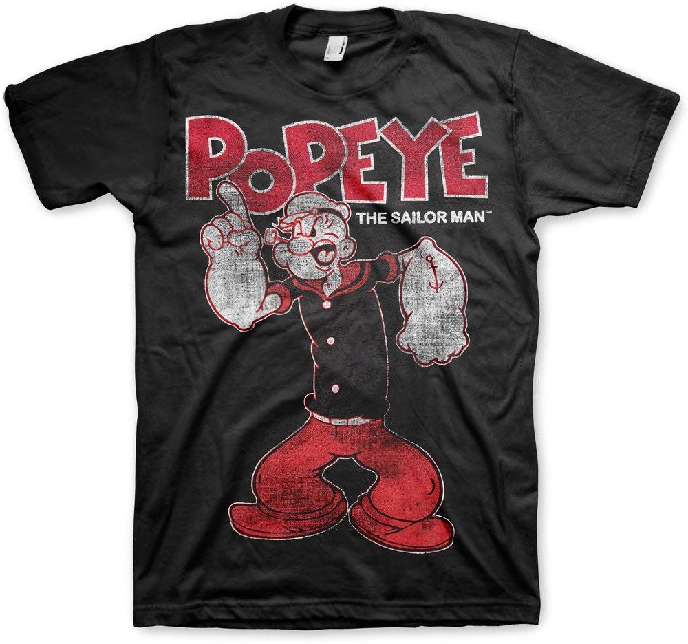 Popeye T-Shirt Distressed Sailor Man Big Tall T-Shirt