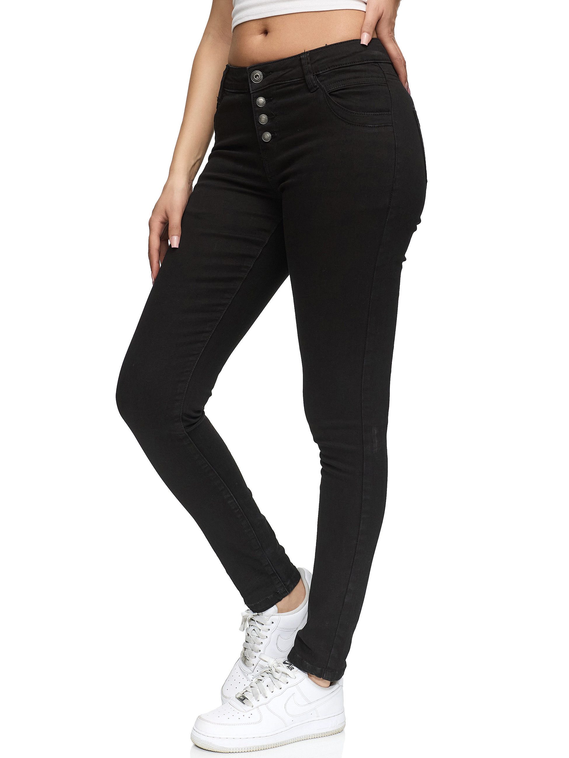 REPUBLIX Stretch-Jeans ISLA Damen Knopf Mid Waist Stretch Denim Jeans – Bild 3 von 5