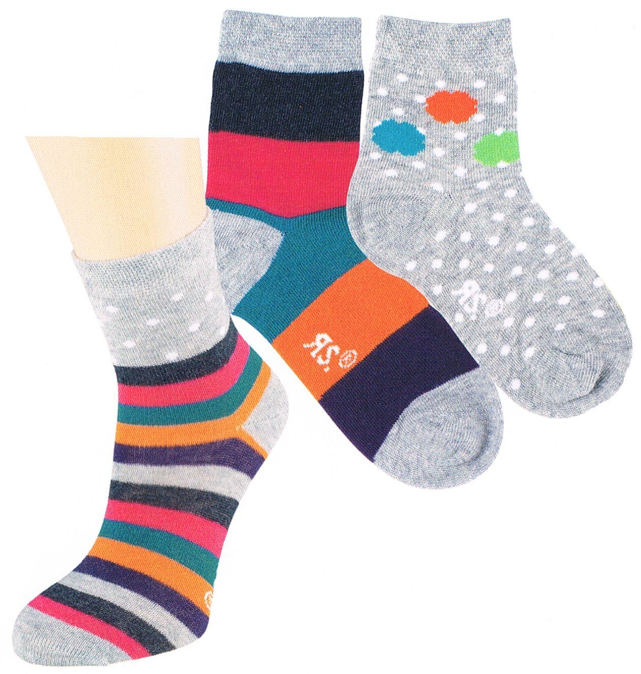 Riese Socken Riese Mädchen Strümpfe Socken 3er Pack grau bunt (3-Paar)