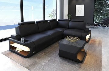 Sofa Dreams Ecksofa Leder Couch Siena L Form Ledersofa, L-Form Ledersofa mit LED-Beleuchtung