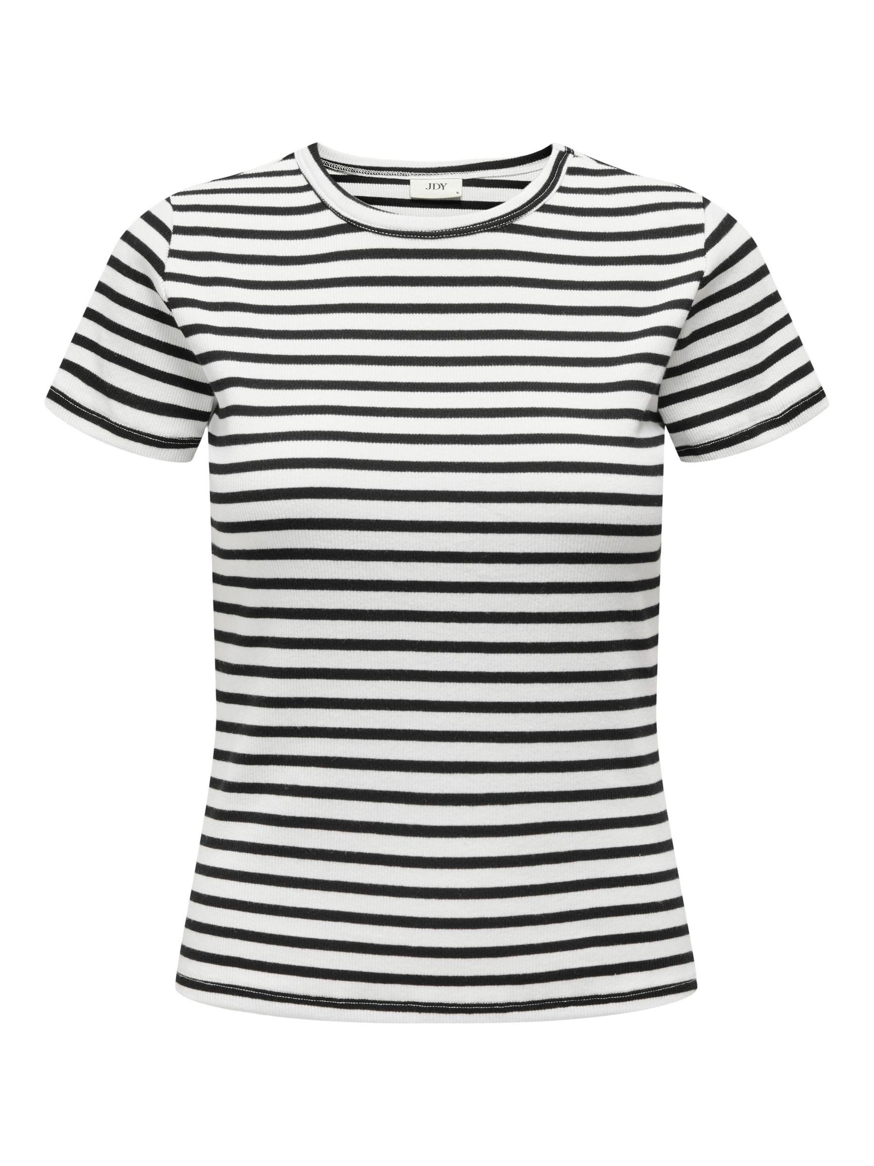 JACQUELINE de YONG T-Shirt Gestreiftes Basic Rundhals Oberteil JDYSOLAR JDYSOLAR S/S O NECK TOP JRS NOOS