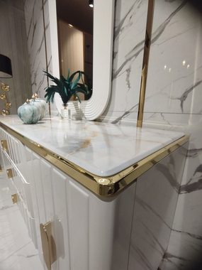 JVmoebel Kommode Luxus Schlafzimmer Kommode mit Spiegel Modern Kommode Weiß SOFORT (2 St., Kommode mit Spiegel), Made in Europa