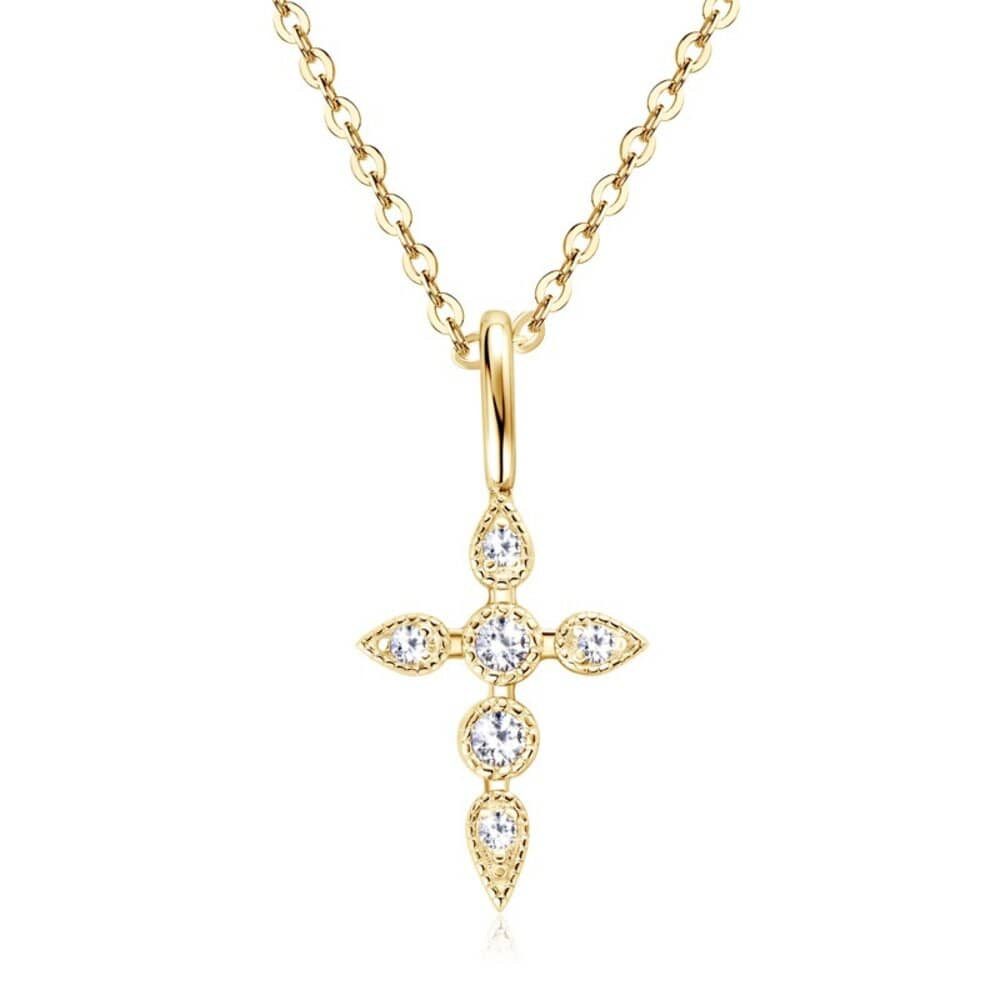 ROUGEMONT Kette mit Anhänger Funkelnde Moissanit Kreuz Halskette 925 Silber Unisex, Echtschmuck