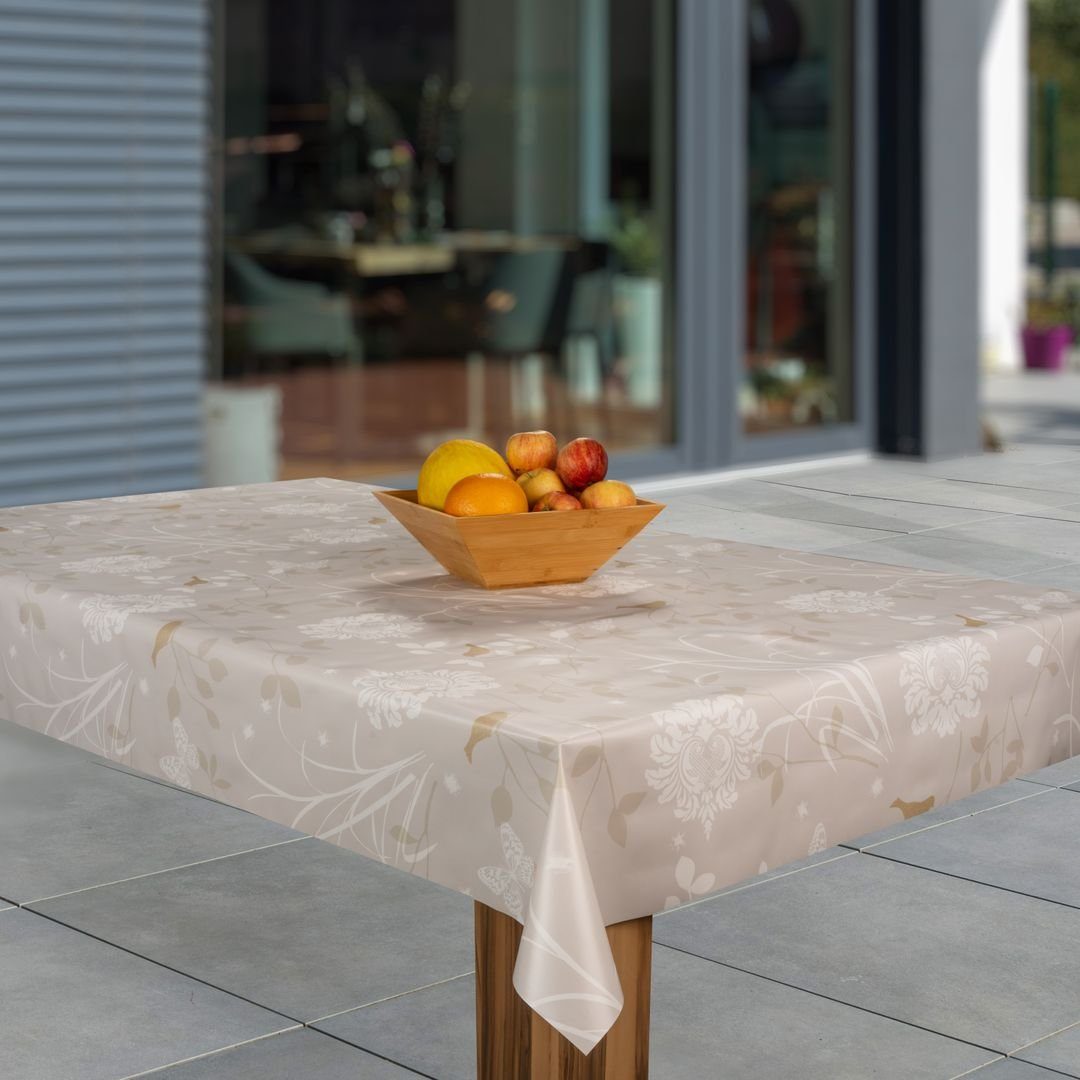 laro Tischdecke Wachstuch-Tischdecken Abwaschbar Blumen beige günstig online kaufen