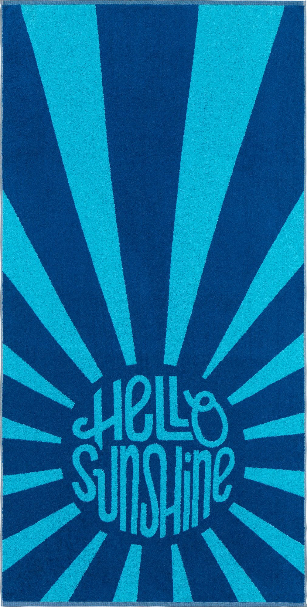 Erwin Müller Strandtuch Strandtuch "Hello Sunshine", Walkfrottier, Walk-Frottier Streifen/Schriftzug: Hello sunshine