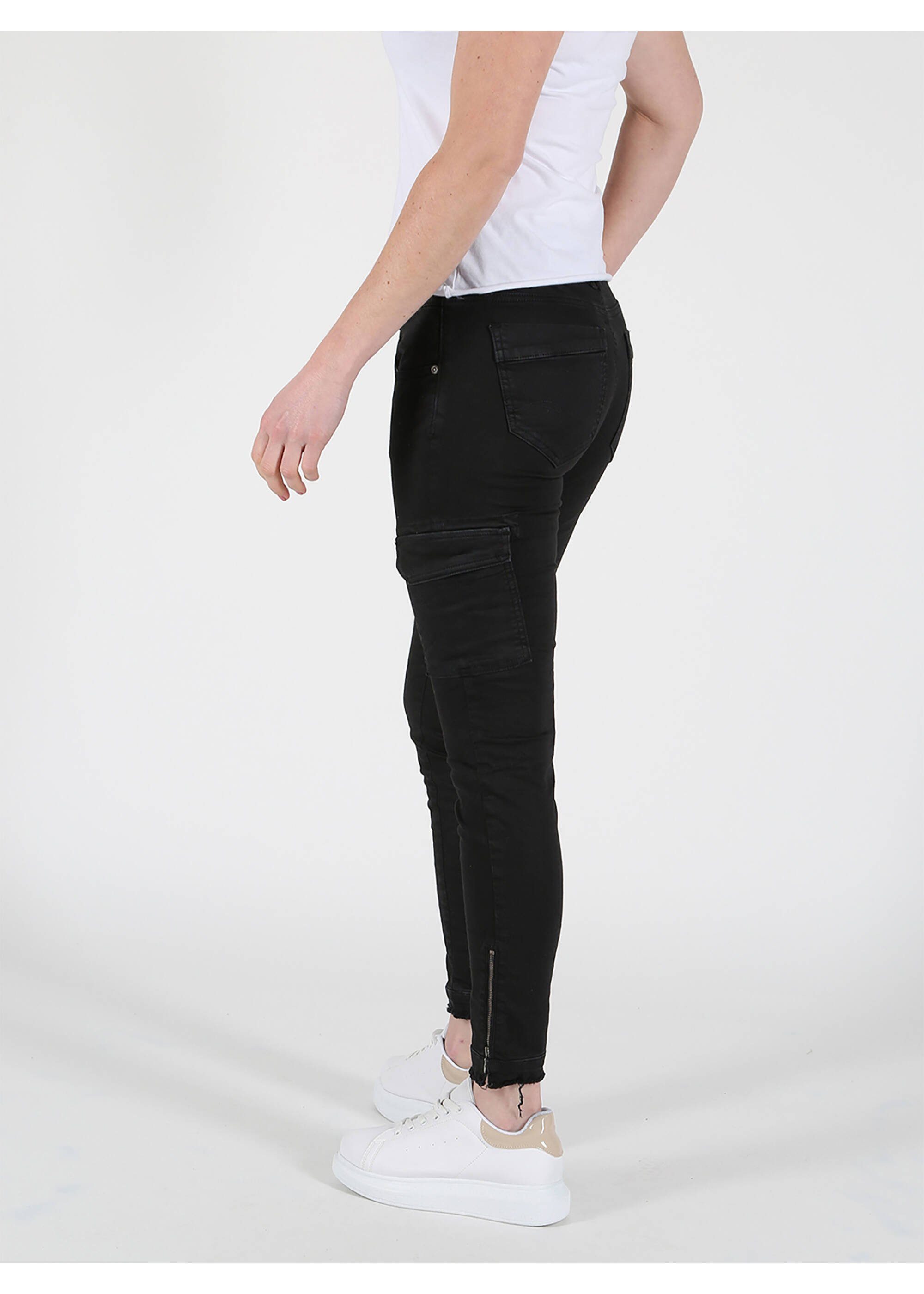 Miracle of Denim Stretch-Jeans MOD JEANS MEGAN CARGO black AU21-2060.11
