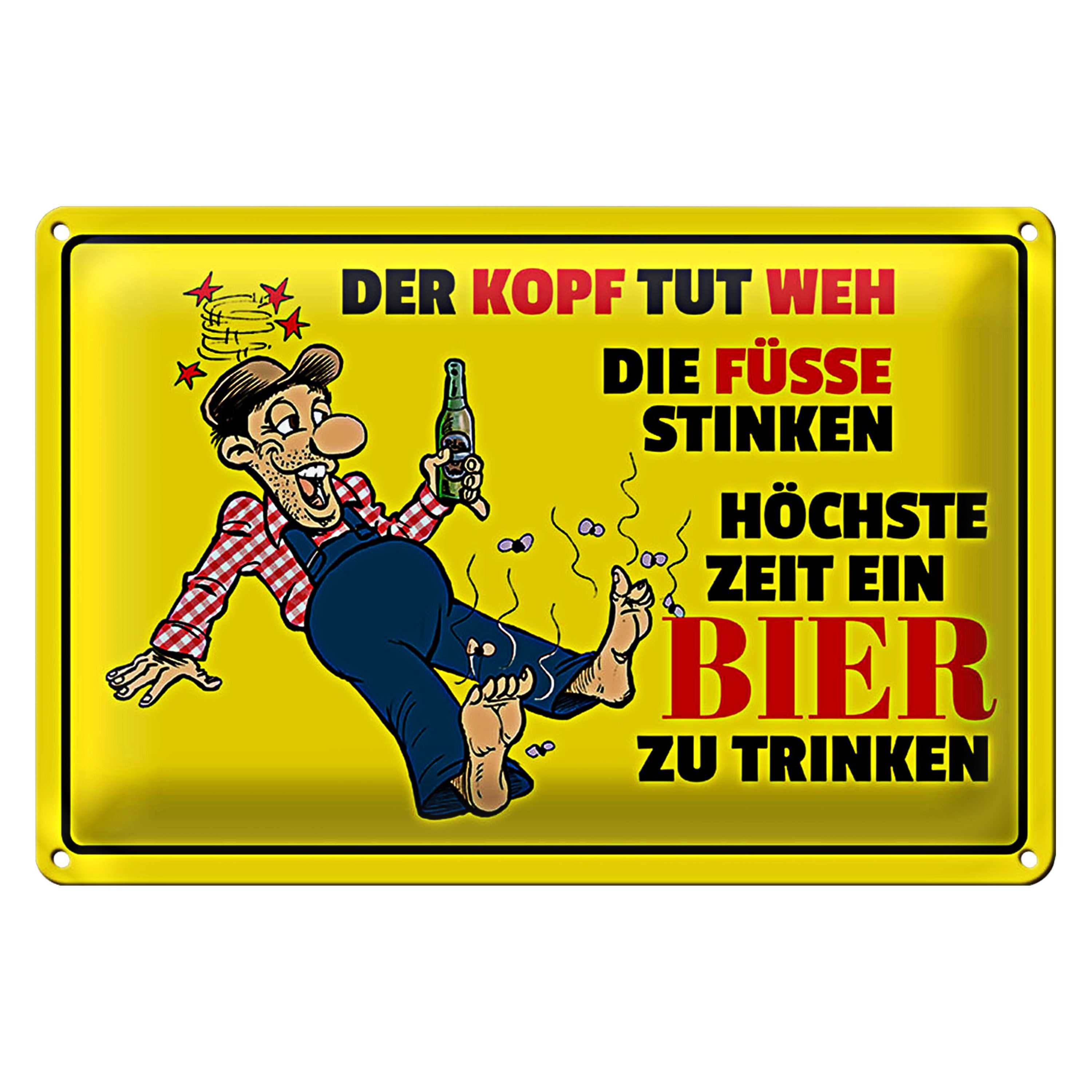 Alle Meine Brüder Stinken Morgens Schon Nach Bier Roomando Metallschild Blechschild Spruch 30x20cm Bier Kopf tut weh Füße
