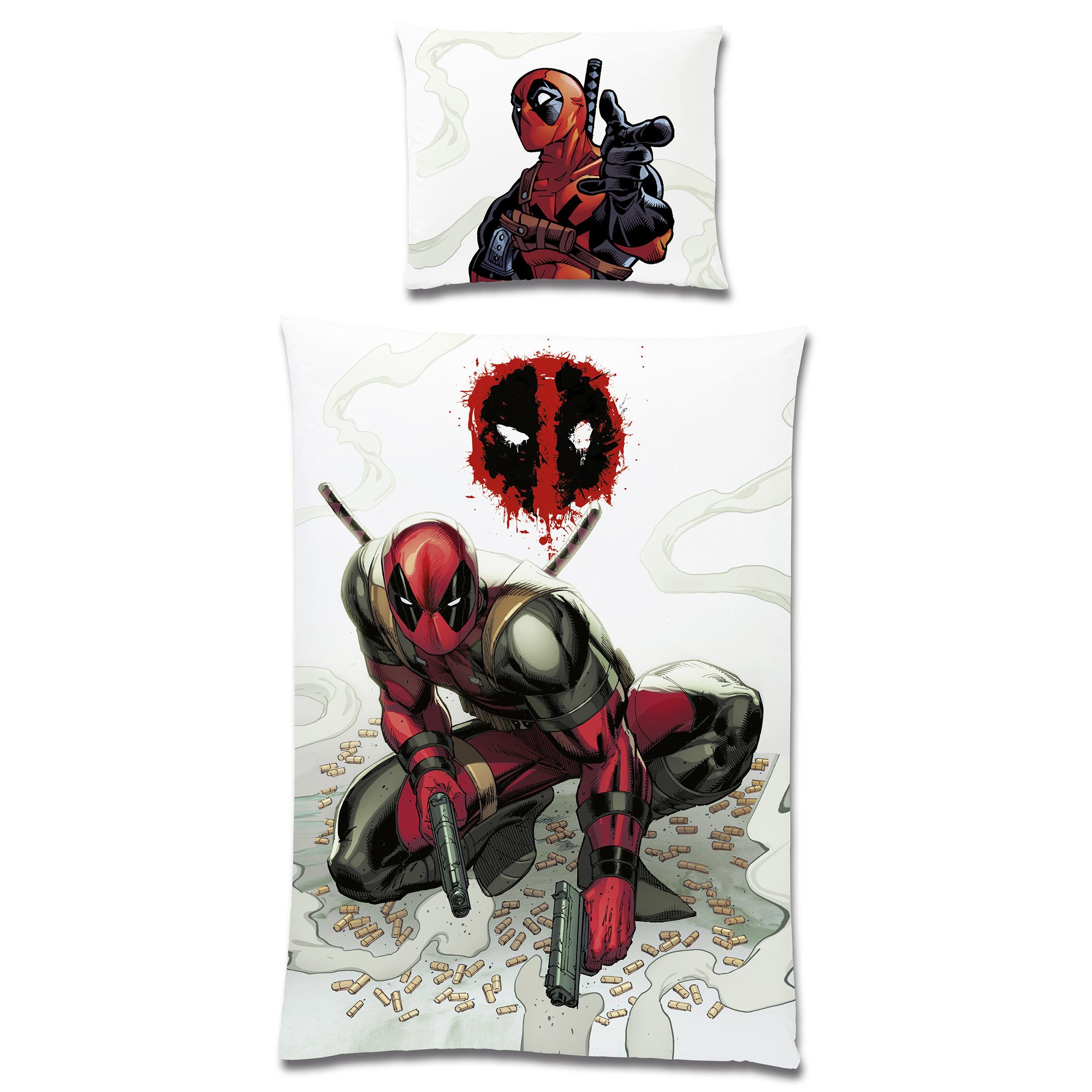 BERONAGE Wendebettwäsche Marvel Deadpool Bettwäsche Linon / Renforcé, 100% Baumwolle, 2 teilig, 135x200 + 80x80 cm – Bild 3 von 5