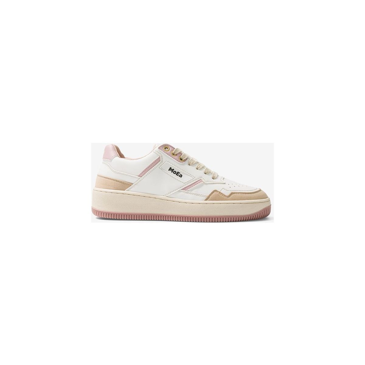 Moea GEN1 - Corn White & Pink Suede Outdoorschuh Vegane Sneaker aus Mais, ideal für Freizeit und Abenteuer.
