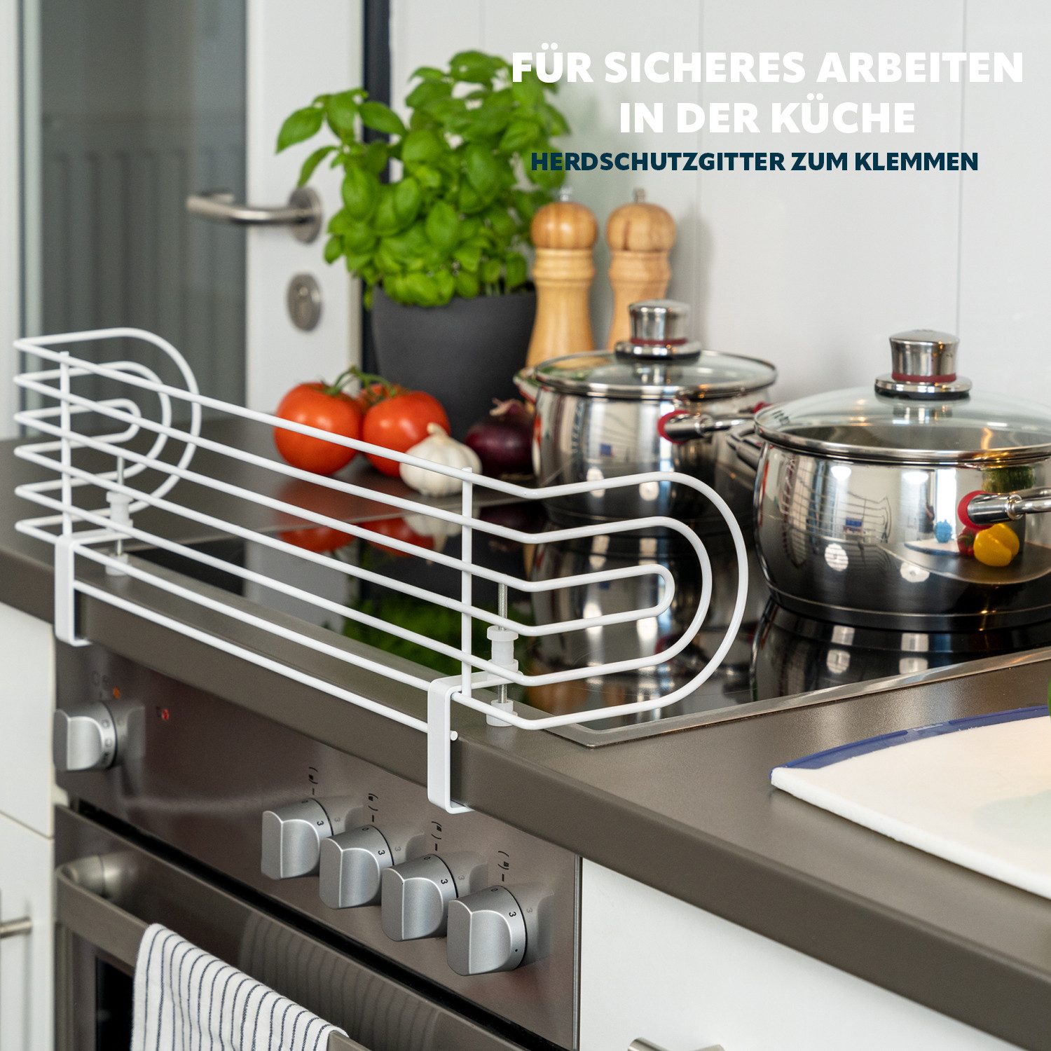 bremermann Herdschutzgitter Herdschutzgitter zum Klemmen, Kindersicherung Herdschutzgitter, weiß (1 St)