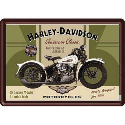 Nostalgic-Art Metallschild Blechpostkarte - Harley-Davidson - Knucklehead