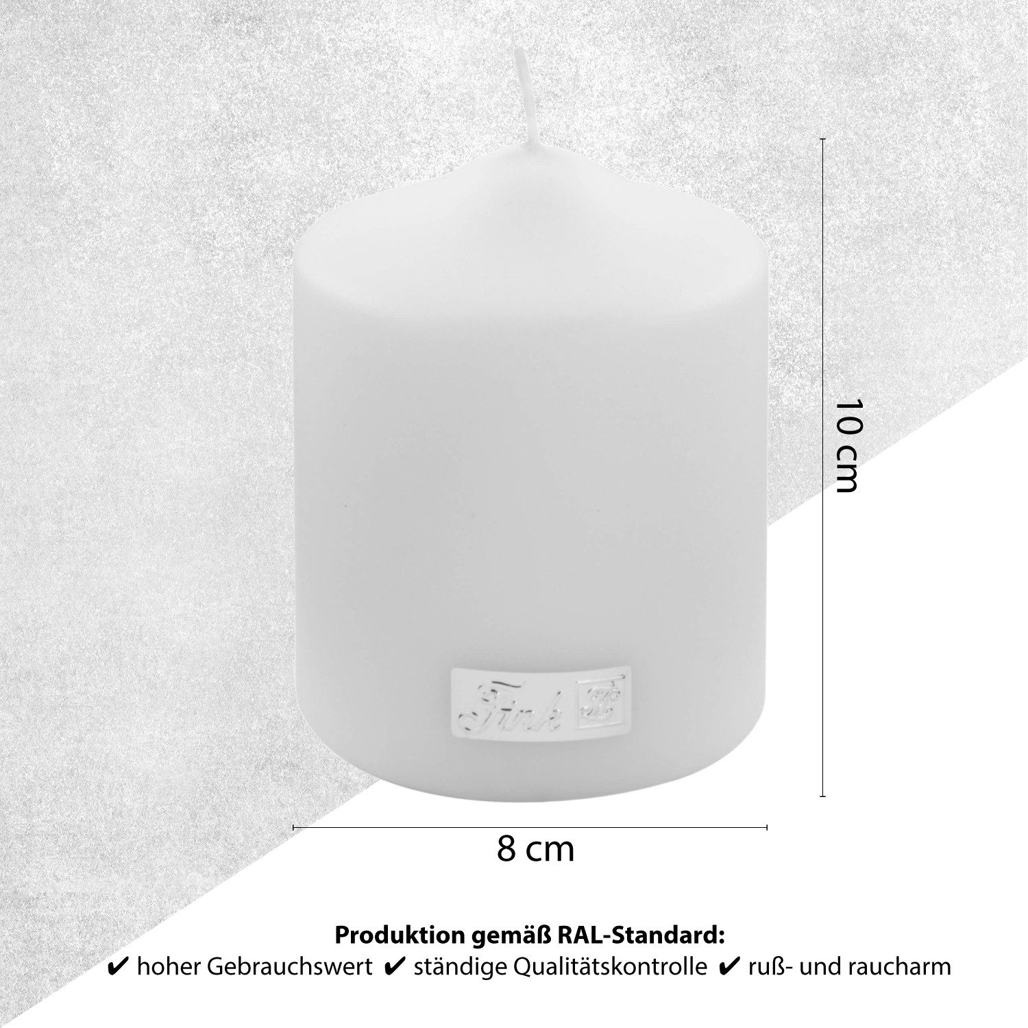 Fink Stumpenkerze FINK Stumpenkerze Candle - weiß - H. 10cm x B. 8cm x D. 8cm (1 Stück)