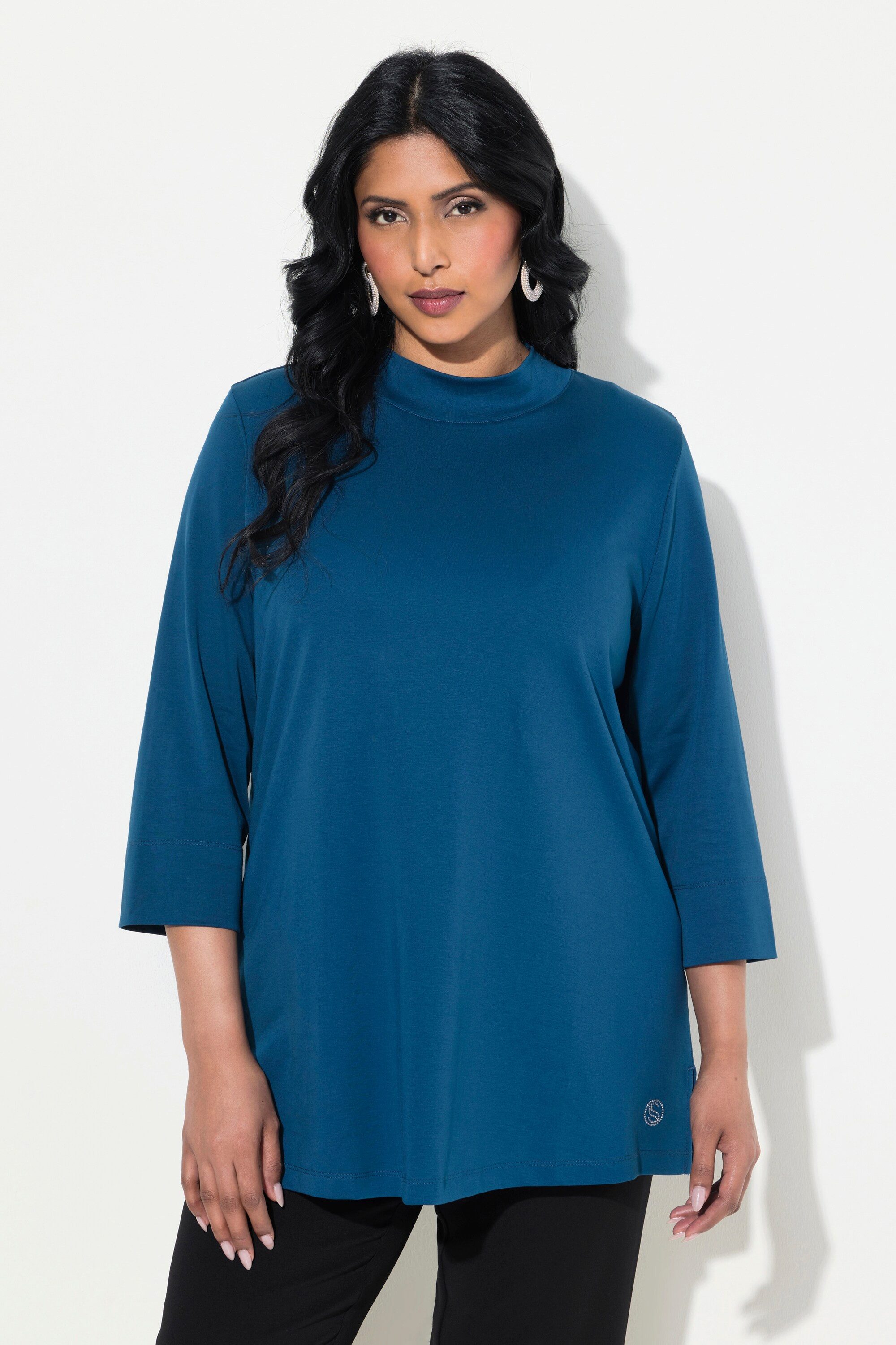 Ulla Popken T-Shirt Shirt A-Linie Stehkragen günstig online kaufen