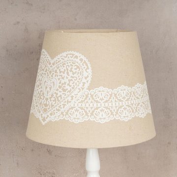 Levandeo® Nachttischlampe, Tischlampe Weiß 38cm hoch Shabby Metall Creme Beige Nachtlicht