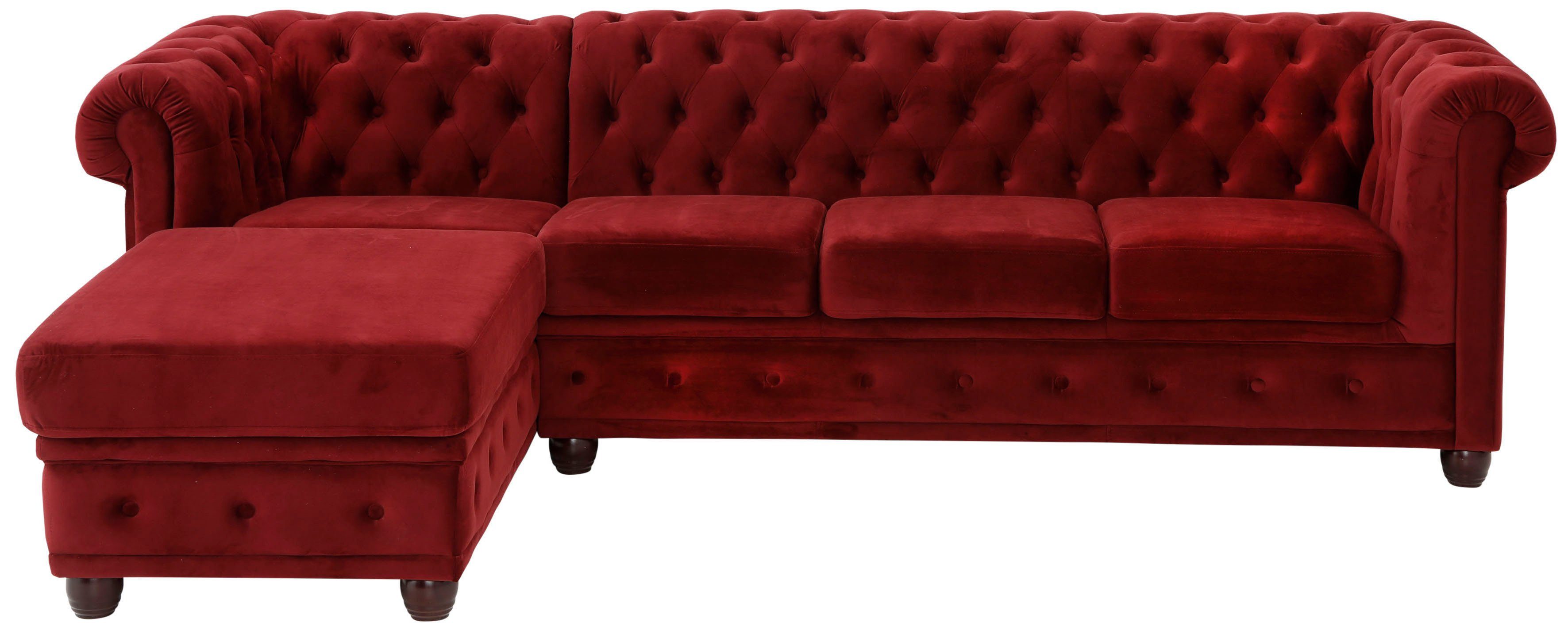 Home affaire Chesterfield-Sofa New Castle L-Form, hochwertige Knopfheftung in Chesterfield-Design, B/T/H: 255(171/72)