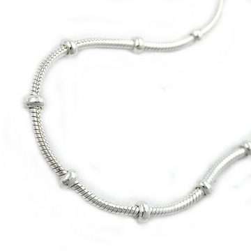 unbespielt Silberkette Halskette 1 mm runde Schlangenkette mit Kugeln 925 Silber 38 cm, Silberschmuck für Damen