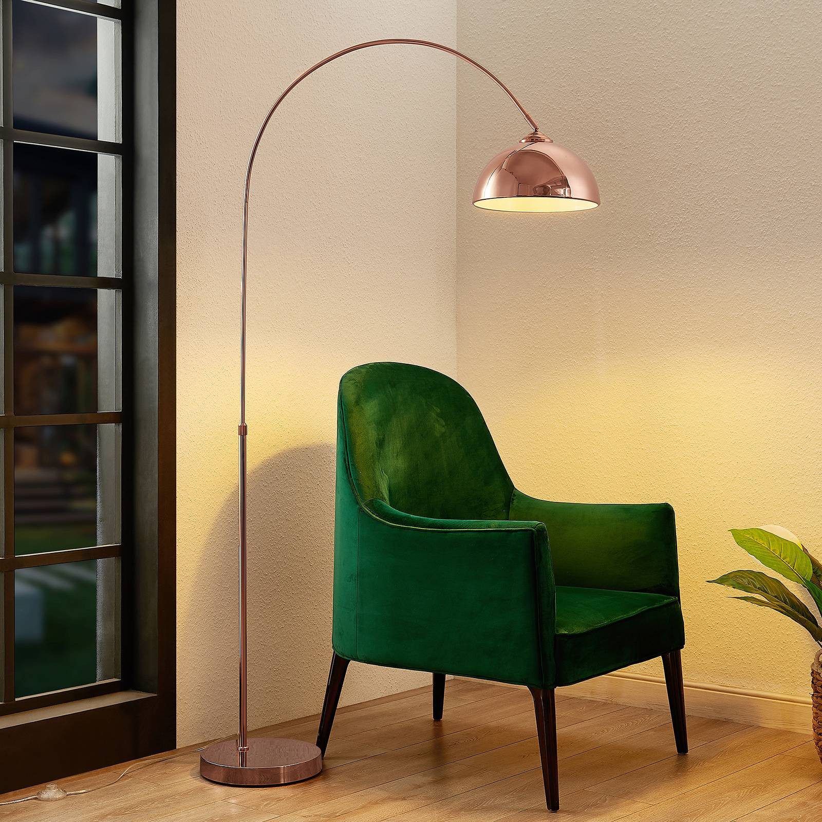 Lindby Bogenlampe Lennart, Metall, Kupfer IP20, 1 x 15 W LED