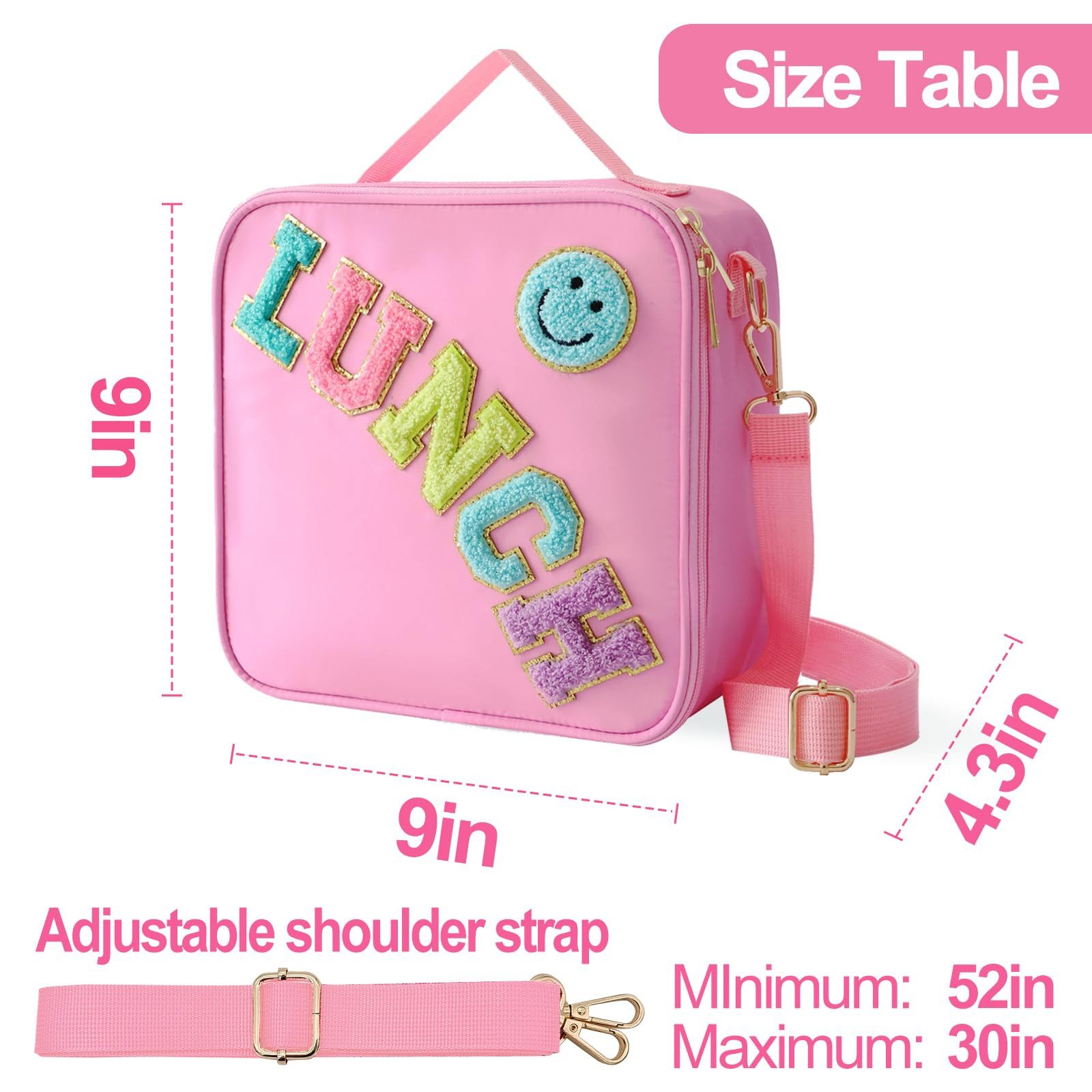 Diwzbyn Lunchbox Lunchbag Isoliert, Mit Verstellbarem Schulterriemen, Tragbar, Mit Folienfutter, Niedliches Design für Schule & Reisen
