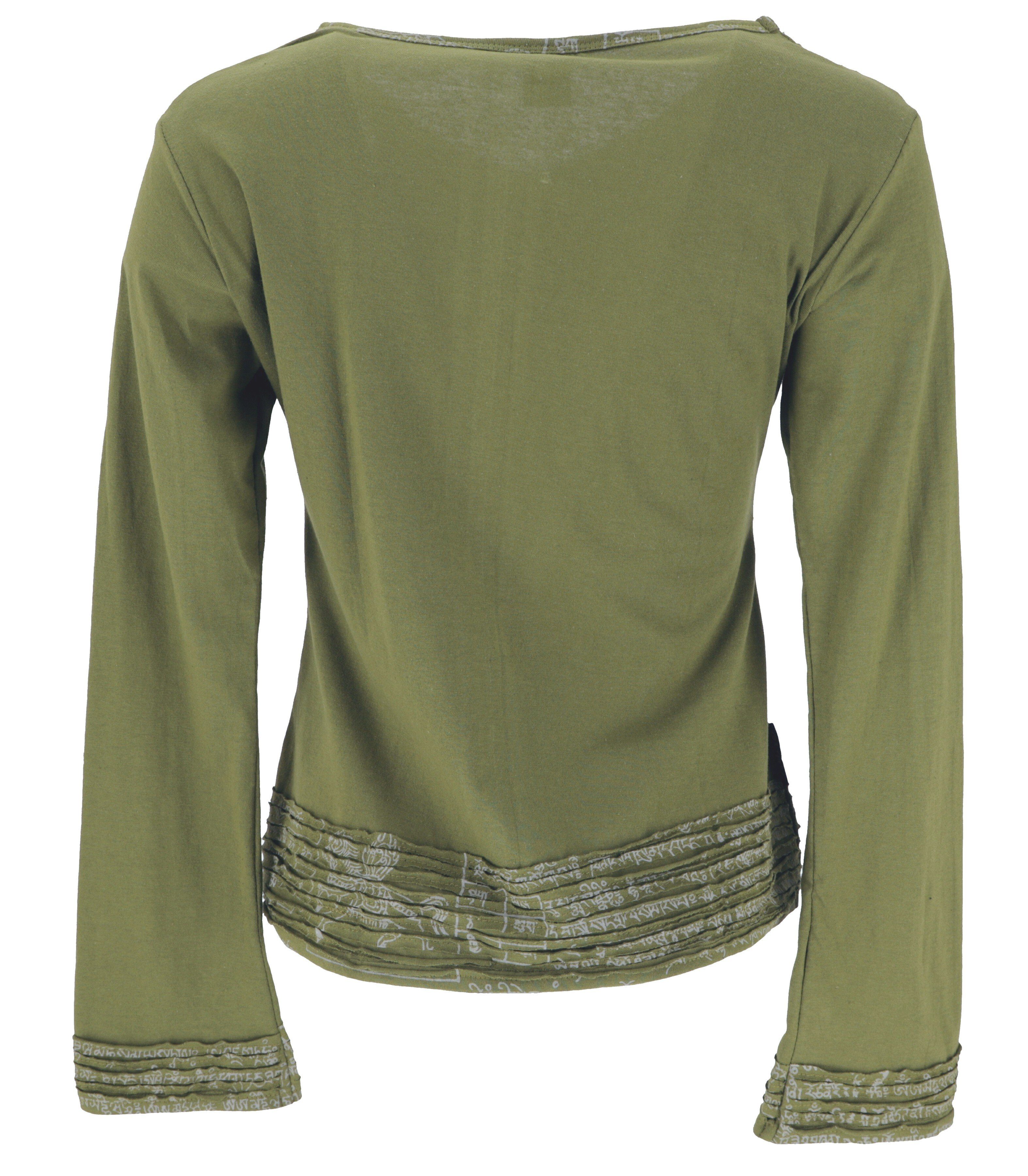 Guru-Shop Longsleeve Langarmshirt Boho-chic, Hare Krishna Mantra.. alternat günstig online kaufen
