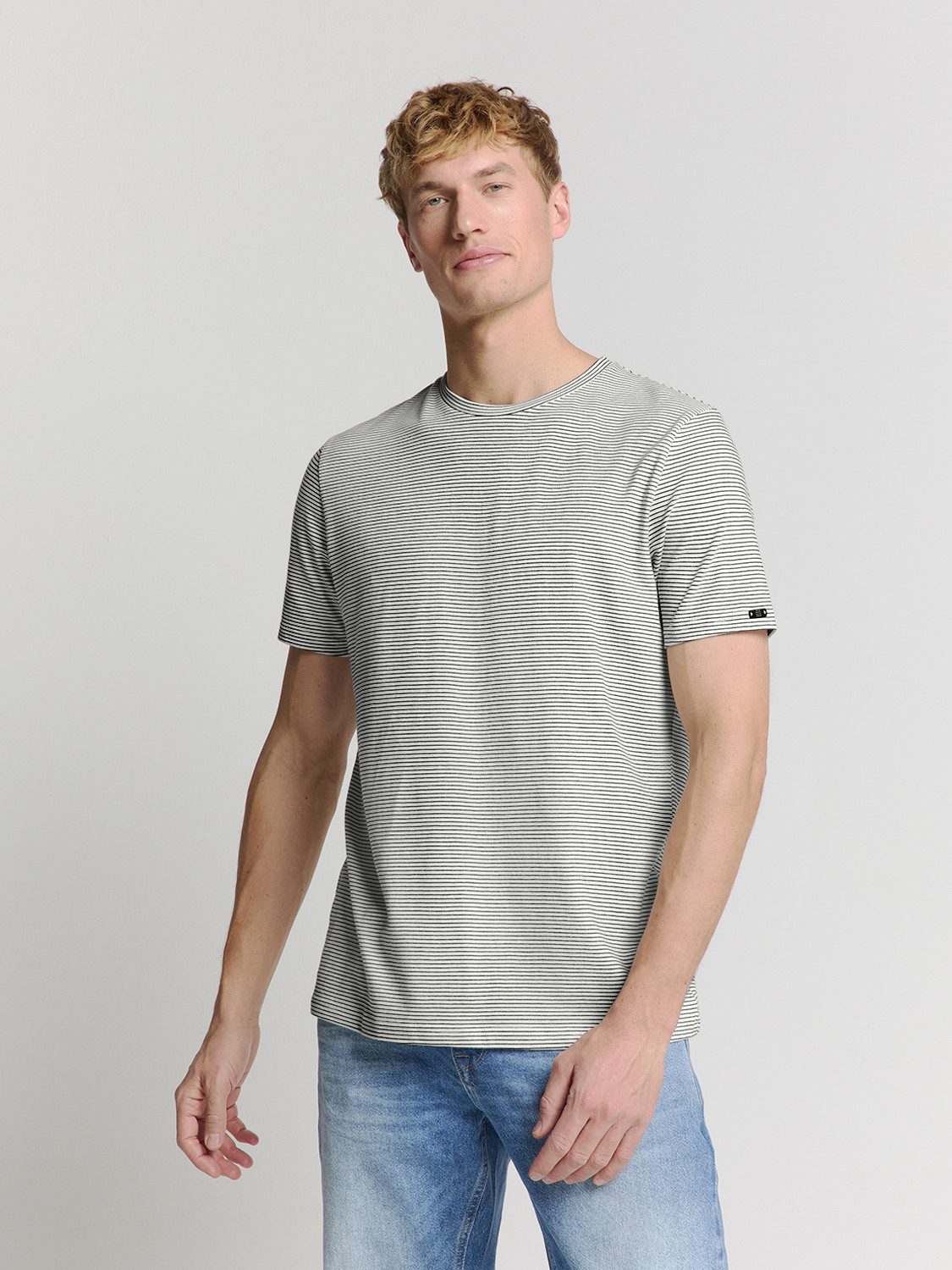 NO EXCESS T-Shirt T-Shirt Crewneck Stripes, Offwhite