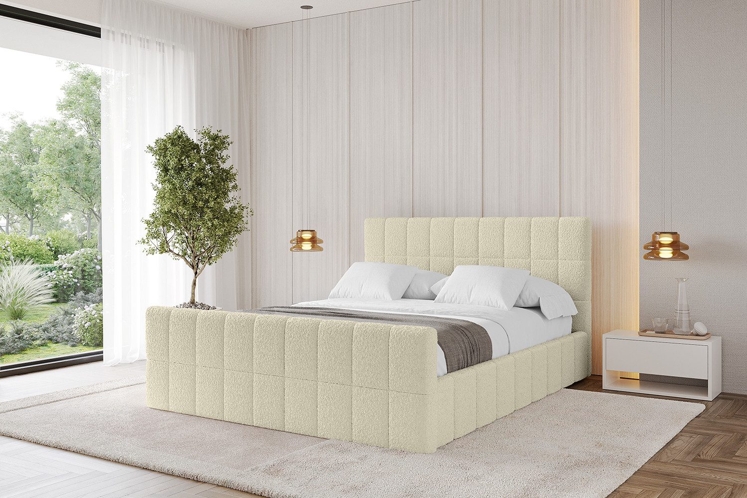 ALTDECOR Polsterbett AMEA-Z (Polsterbett mit Bettkasten und Lattenrost, Boxbett ohne Matratze), Doppelbett mit Stauraum, Bett mit Kopfteil