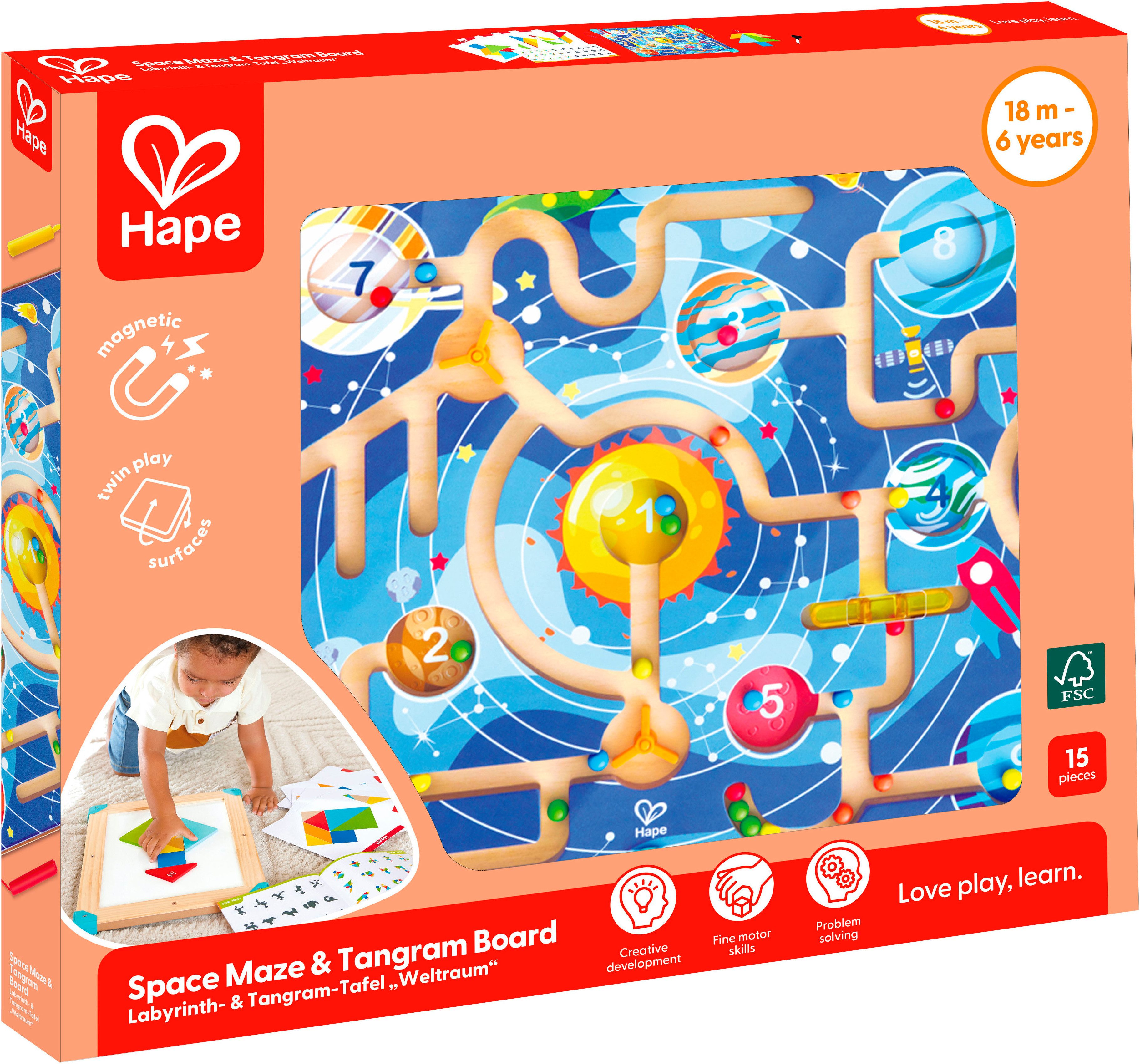 Hape Spielcenter Labyrinth- & Tangram-Tafel „Weltraum”