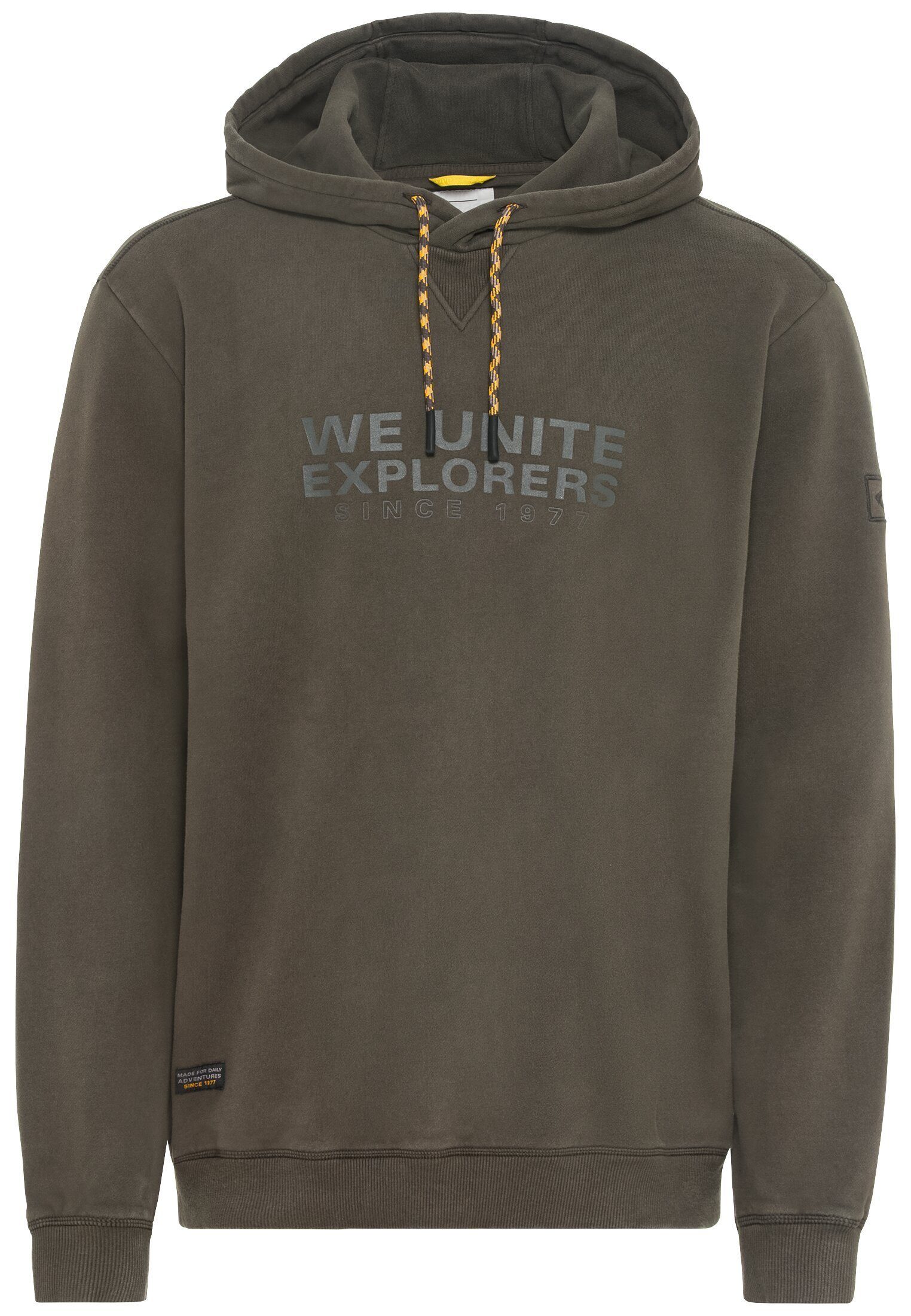 Khaki active Baumwolle aus reiner (1-tlg) camel Kapuzensweatshirt