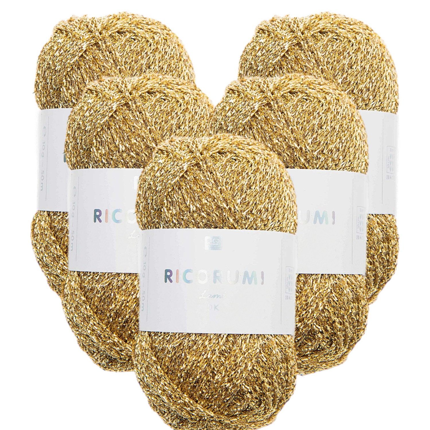 Rico Design 5 x RICO CREATIVE RICORUMI LAMÉ DK Häkelwolle, 500 m