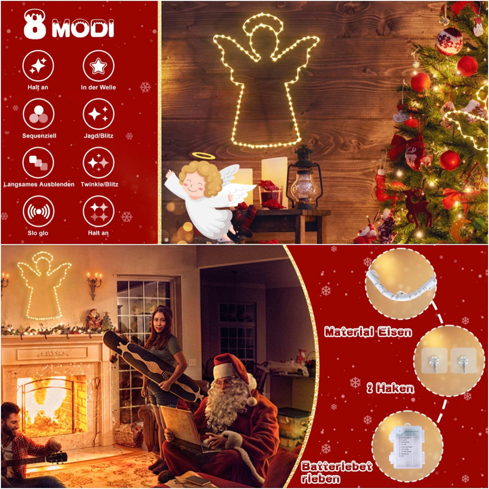 Elegear LED-Lichterkette LED Dekolicht Weihnachtsengel mit günstig online kaufen