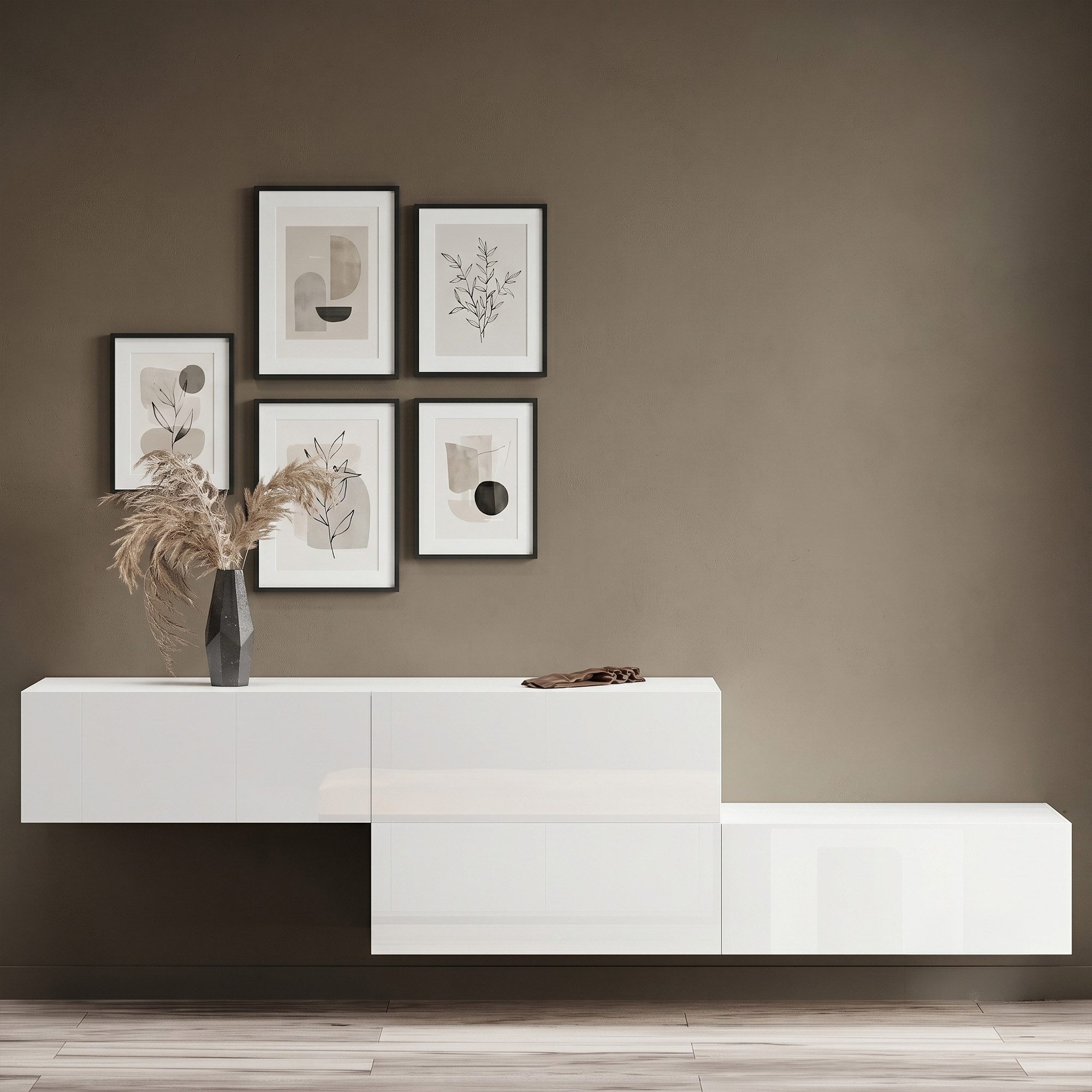 Planetmöbel Garderobenschrank Kompaktgarderobe Wandschrank 320 cm (schmaler Flurschrank mit Stauraum, 2-St., Flurgarderobe mit Soft-Open Funktion) Flurkommode vielseitig kombinierbar, 2x 160 cm