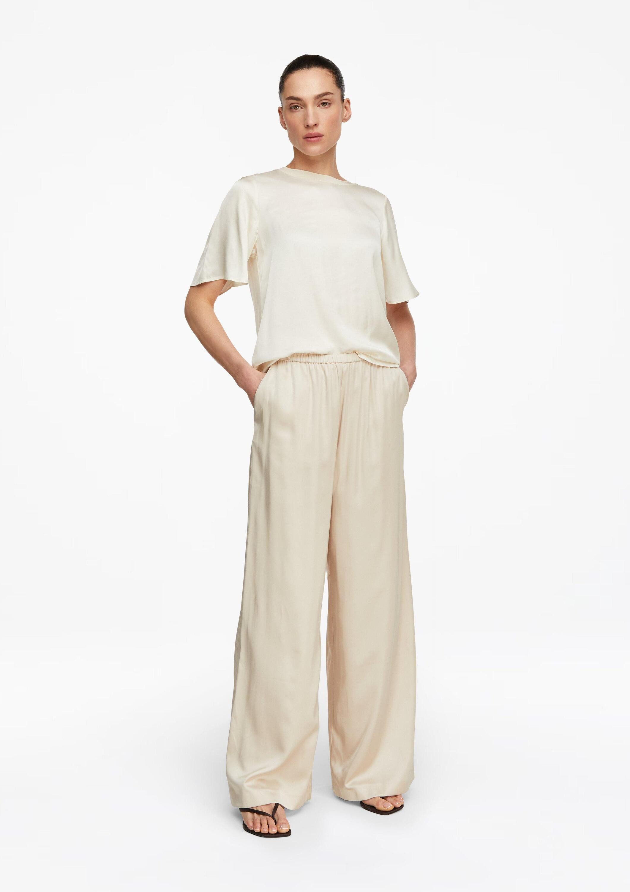 comma Chinos Hose Wide-Leg-Hose aus Satin