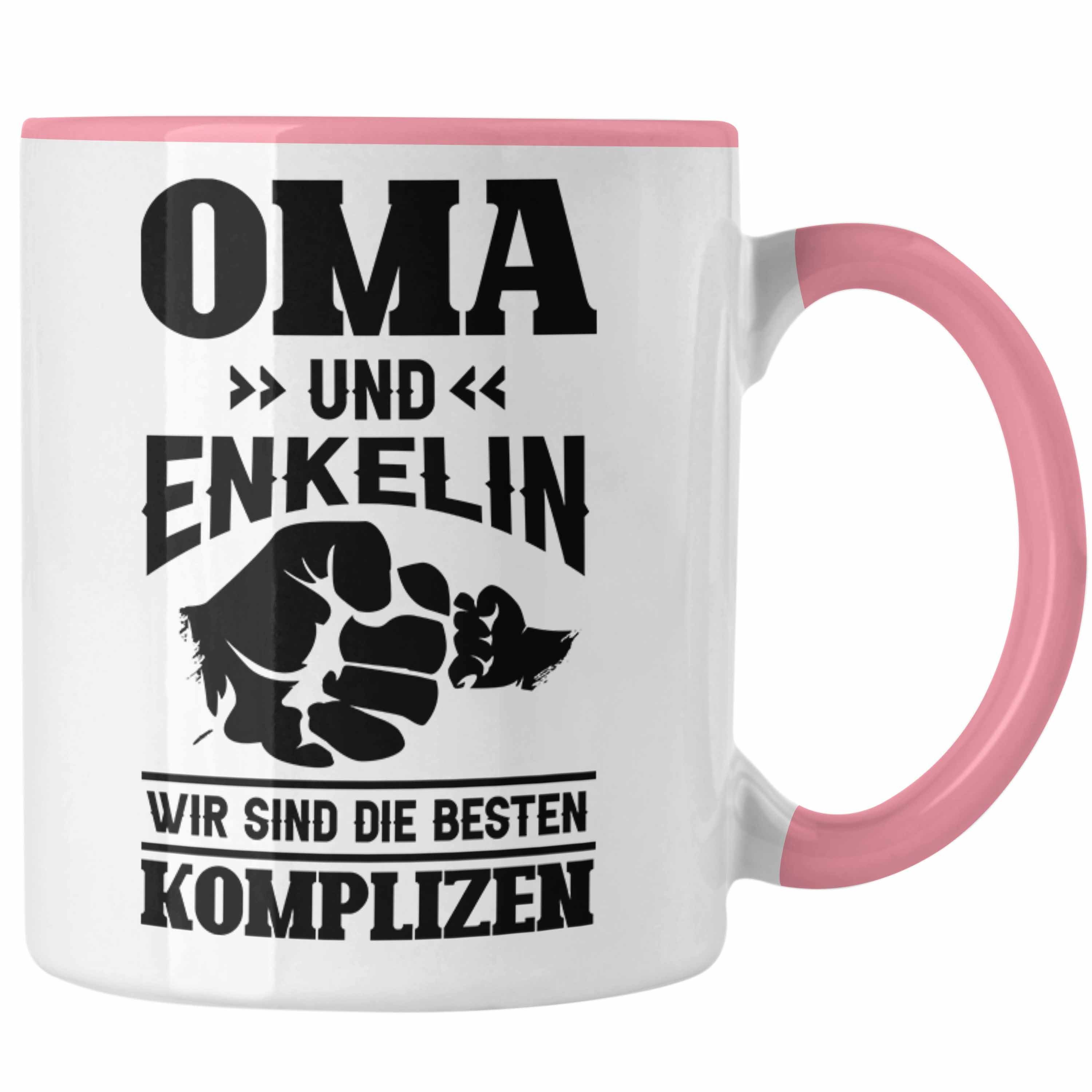 Trendation Tasse Oma und Enkelin Tasse Geschenk Lustiger Spruch Muttertag Oma Geschenk Rosa