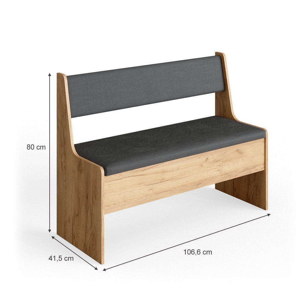 Vicco Sitzbank Roman, Goldkraft Eiche/Anthrazit, 106.6 x 41.5 cm (1-St)