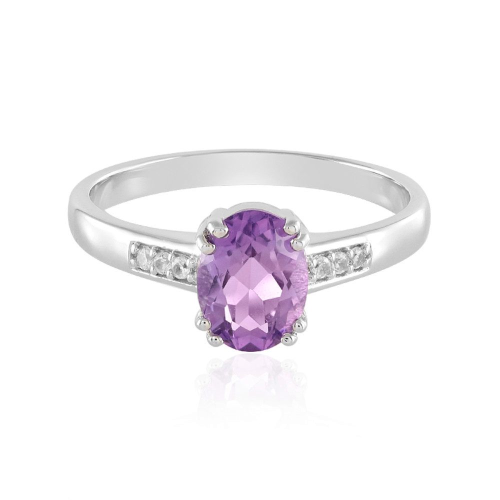 Silberring Cavill eleganter Amethyst Ring 0,97 ct Silber platin Zirkone lila