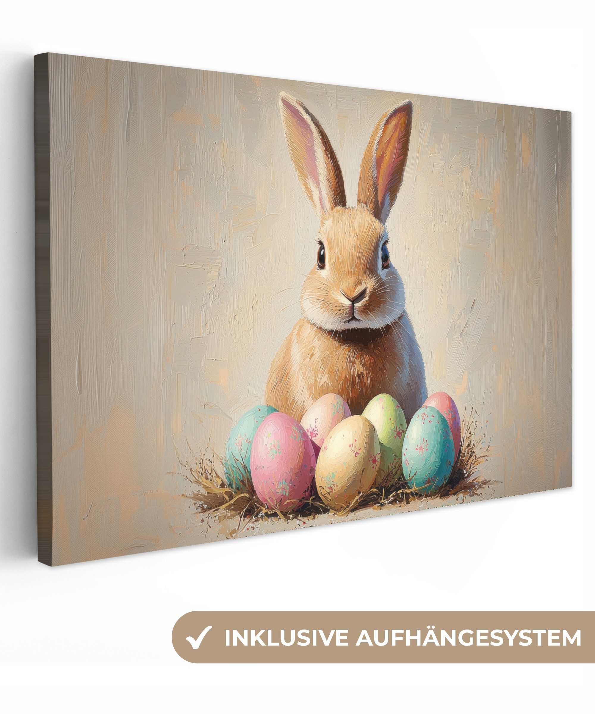 OneMillionCanvasses® Leinwandbild Osterhase - Pastell - günstig online kaufen