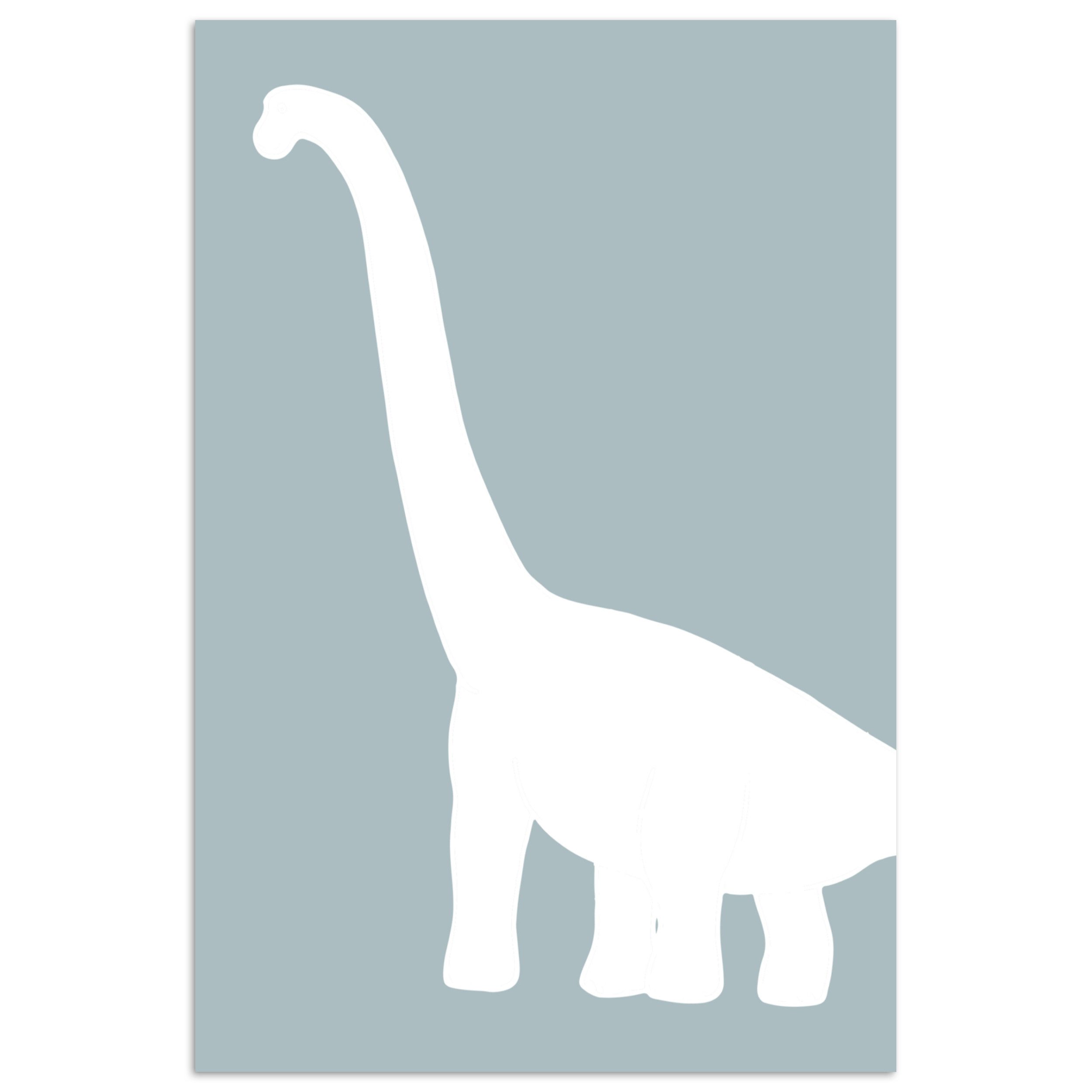 MuchoWow Poster Dino - Brachiosaurus - Dinosaurier - Blau, (1 St), Poster ohne Rahmen, Wandbild, Wandposter, 20x30 cm
