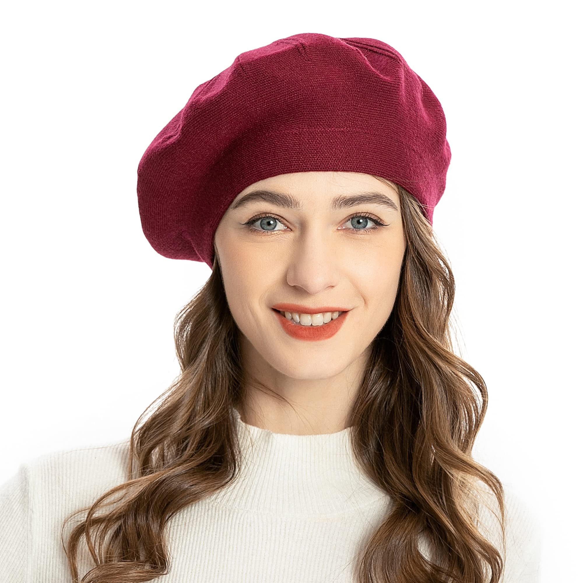 Zaewry Baskenmütze Damen,Weich Klassisch Einfarbig Französischer Stil Barett Retro Barett Künstler Klassische für Mädchen und Frauen
