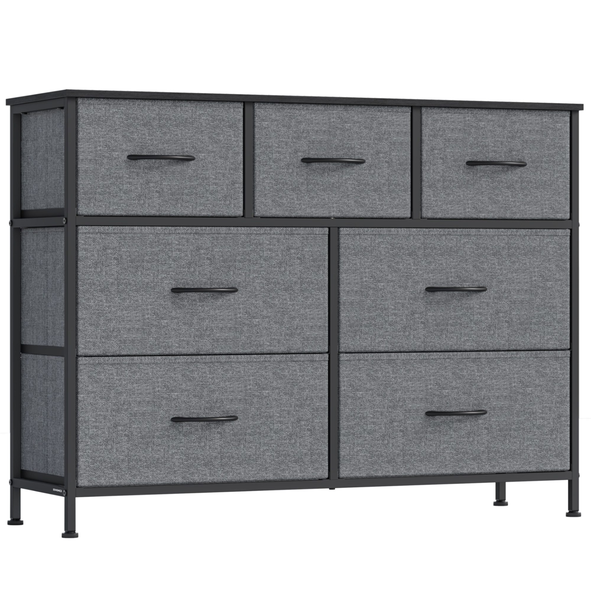 SONGMICS Kommode Schrank, Aufbewahrungsschrank, für Schlafzimmer, Flur, Wohnzimmer, Stahl, 7 Schubladen