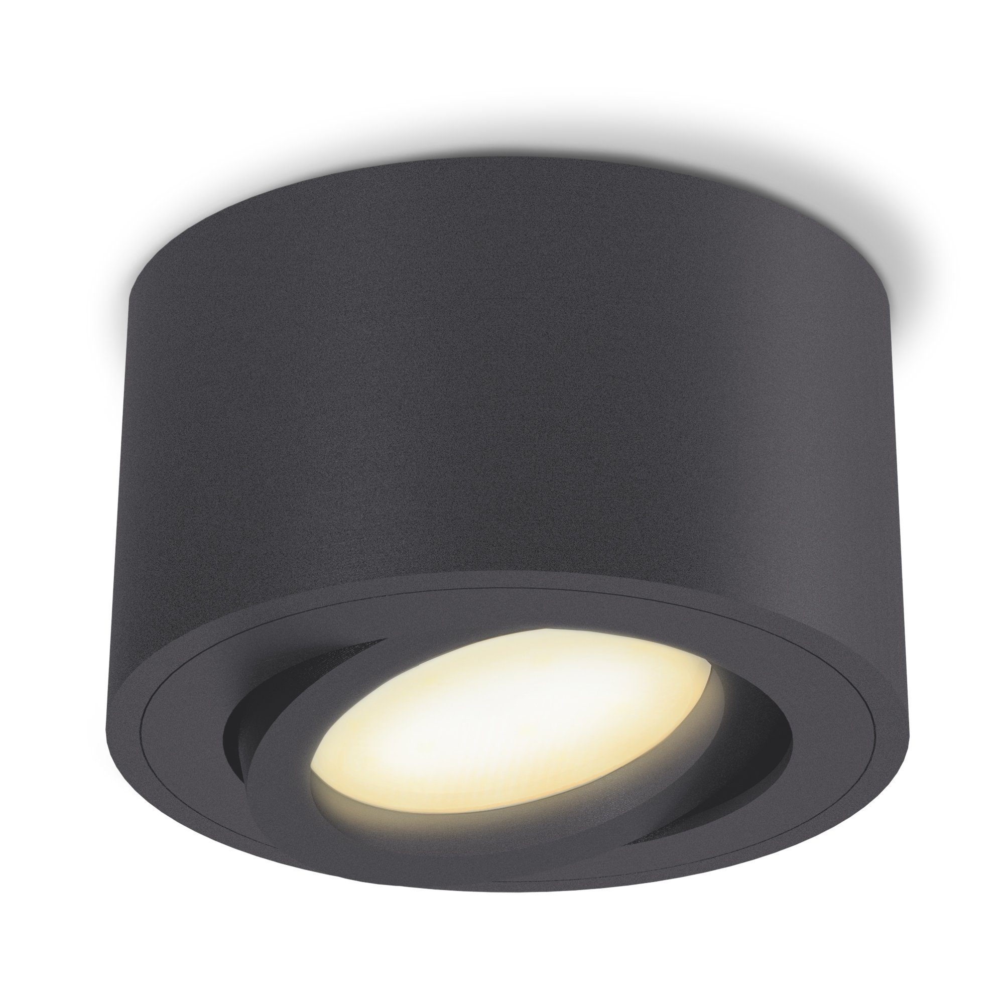 SSC-LUXon LED Aufbaustrahler CELI-1N Deckenspot flach schwenkbar anthrazit mit fourSTEP LED Modul, Warmweiß