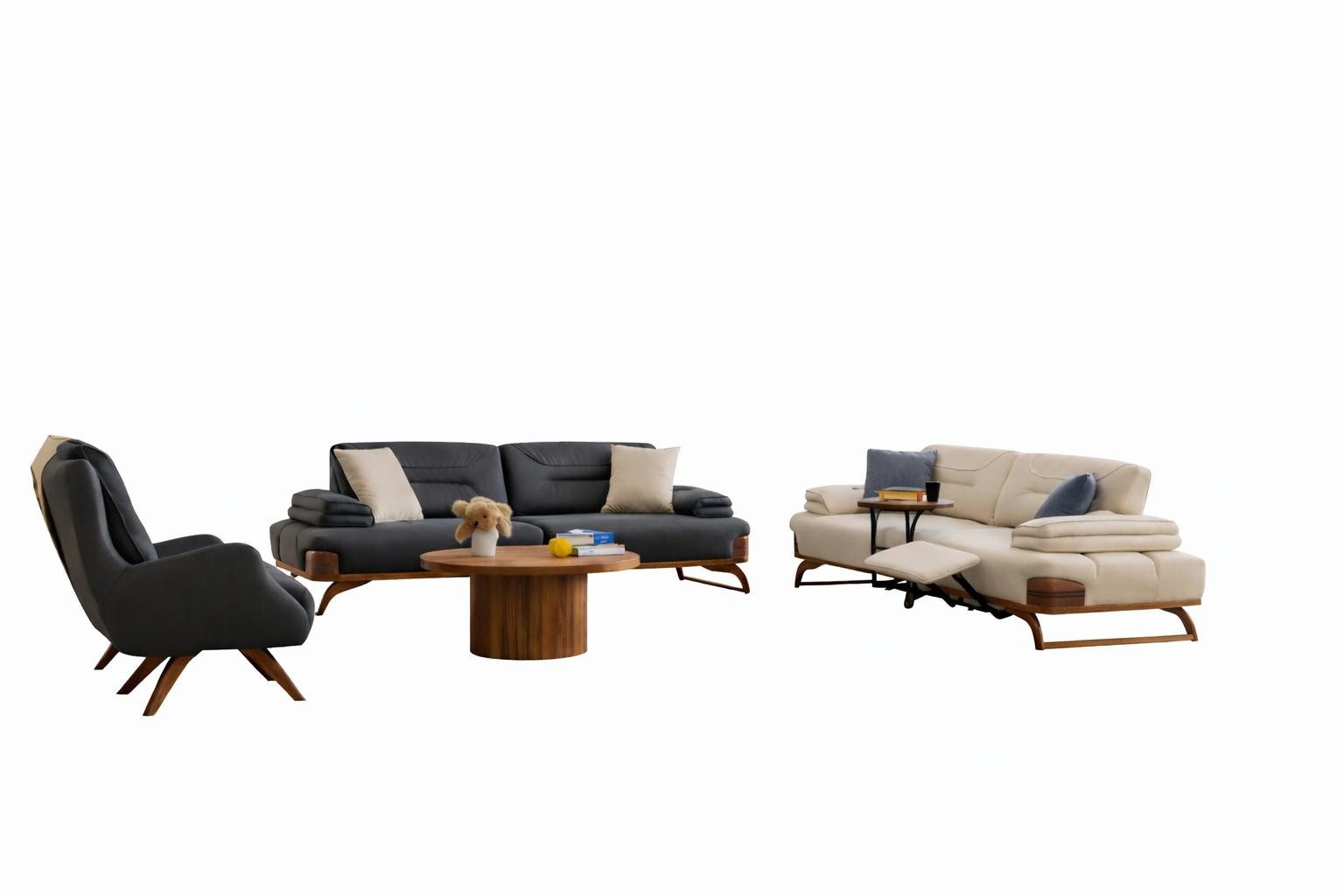 JVmoebel Polstergarnitur Wohnzimmer Set Modern Mehrfarbig Designer-Couch Komfortabel Stoff, (4-tlg)