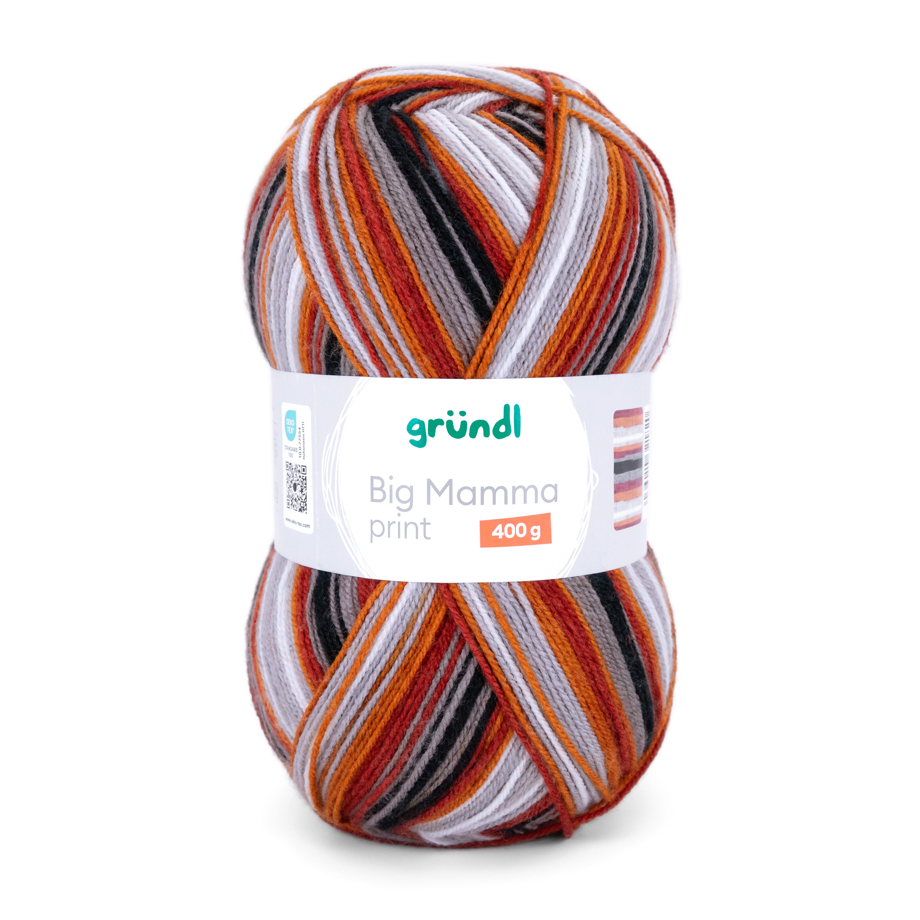 Gründl Wolle 400g Big Mamma Print Großknäuel Strickgarn Häkelwolle, 1040,00 m (Wolle zum Stricken und Häkeln, Strickwolle Handarbeitsgarn, Handstrickgarn), Wolle ohne Schurwolle