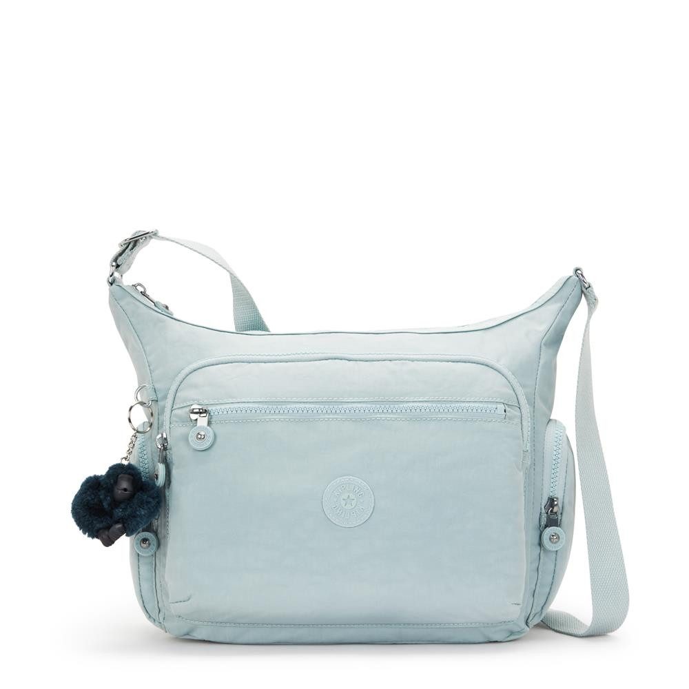 KIPLING Umhängetasche GABBIE M, Mittelgroße Schultertasche mit Reißverschluss, Breezy Blue (blau)