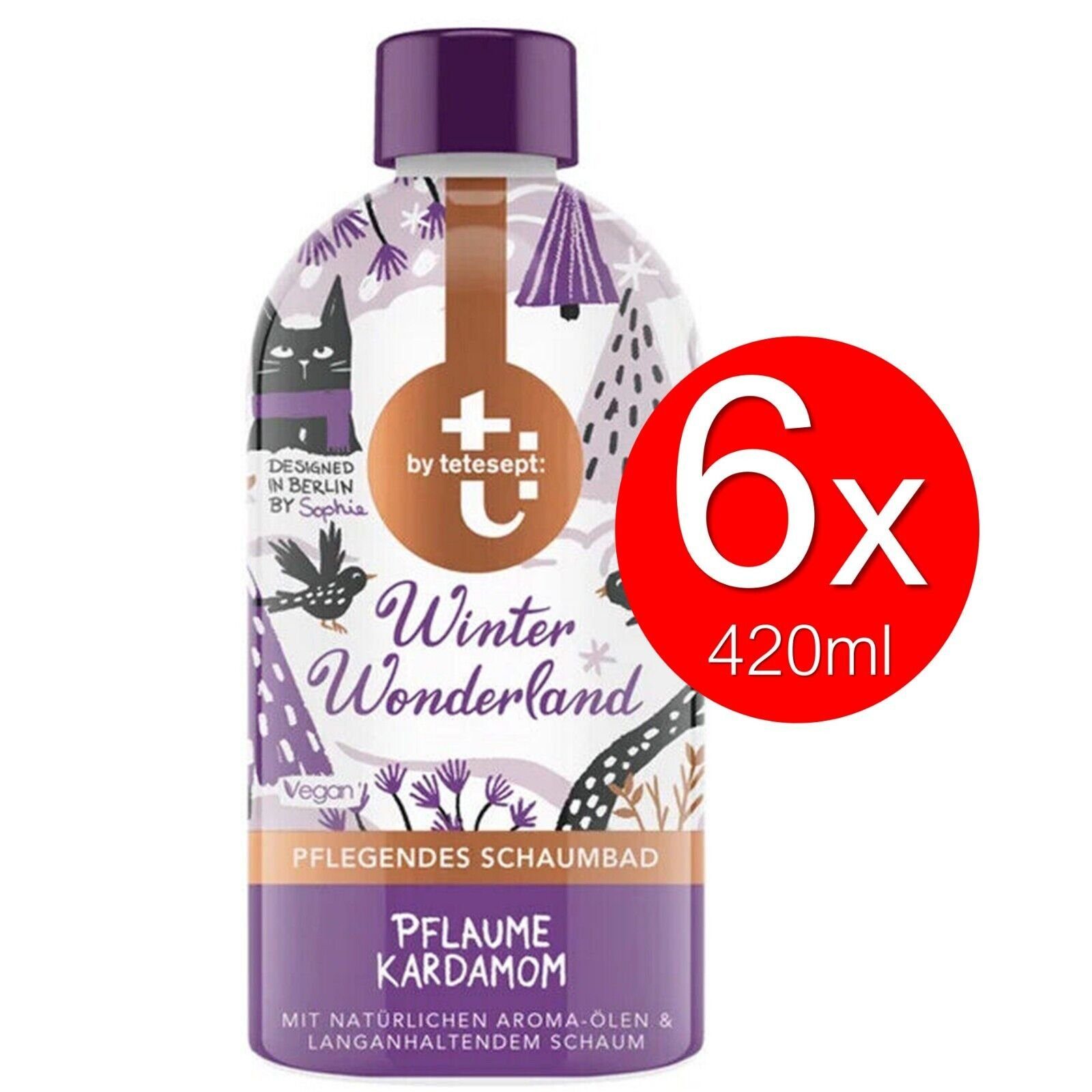 kuschelige Pflege Bademilch Winter Vegan Schaumbad Wonderland Aroma Tetesept Badezusatz 420ml Badezeit Bademilch 6-tlg., Duschbad 6x Duft, Set Cremebad