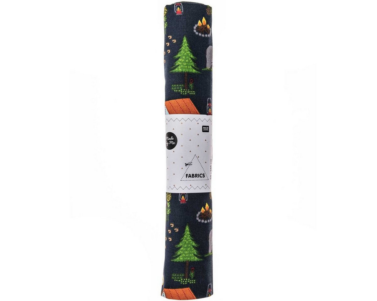 Thumbnail - Rico Design Stoff Rico Design Baumwollstoff Stoffabschnitt Camping schwarz bunt 50x140cm